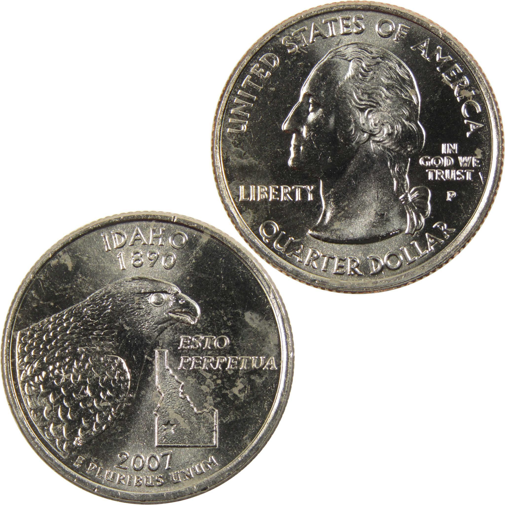 2007 P Idaho State Quarter BU Uncirculated Clad 25c Coin