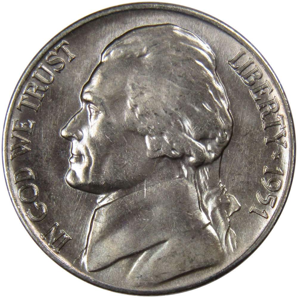 1951 D Jefferson Nickel 5 Cent Piece BU Uncirculated Mint State 5c US Coin