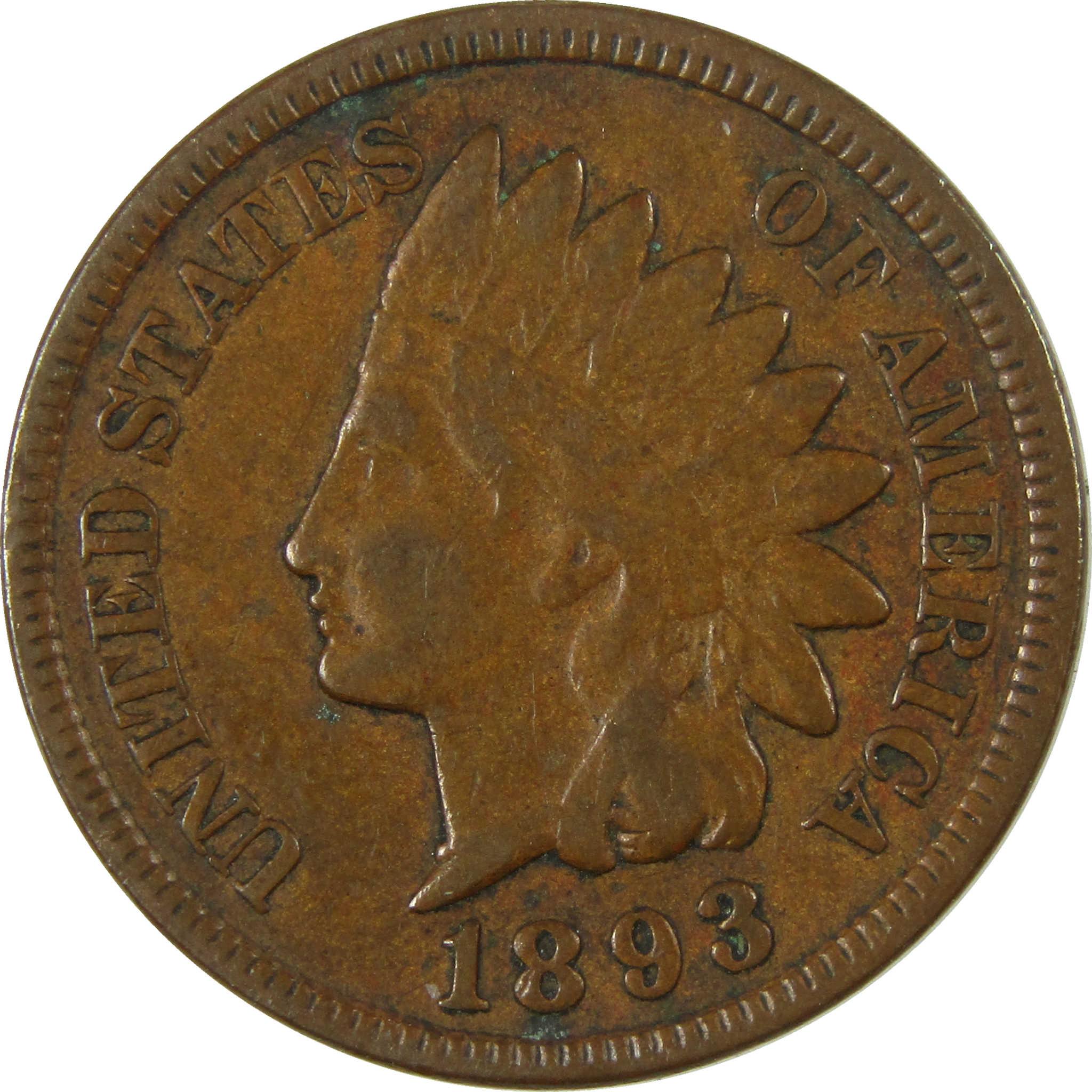 1893 Indian Head Cent VF Very Fine Penny 1c Coin SKU:I26992