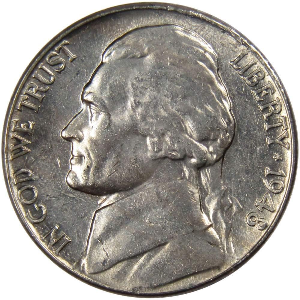 1948 Jefferson Nickel Uncirculated Mint State 5c Coin Collectible