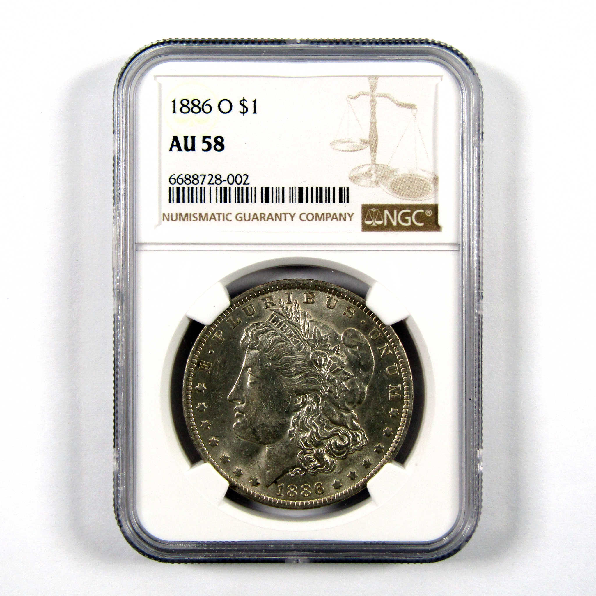 1886 O Morgan Dollar AU 58 NGC 90% Silver $1 Coin SKU:I10675 - Morgan coin - Morgan silver dollar - Morgan silver dollar for sale - Profile Coins & Collectibles