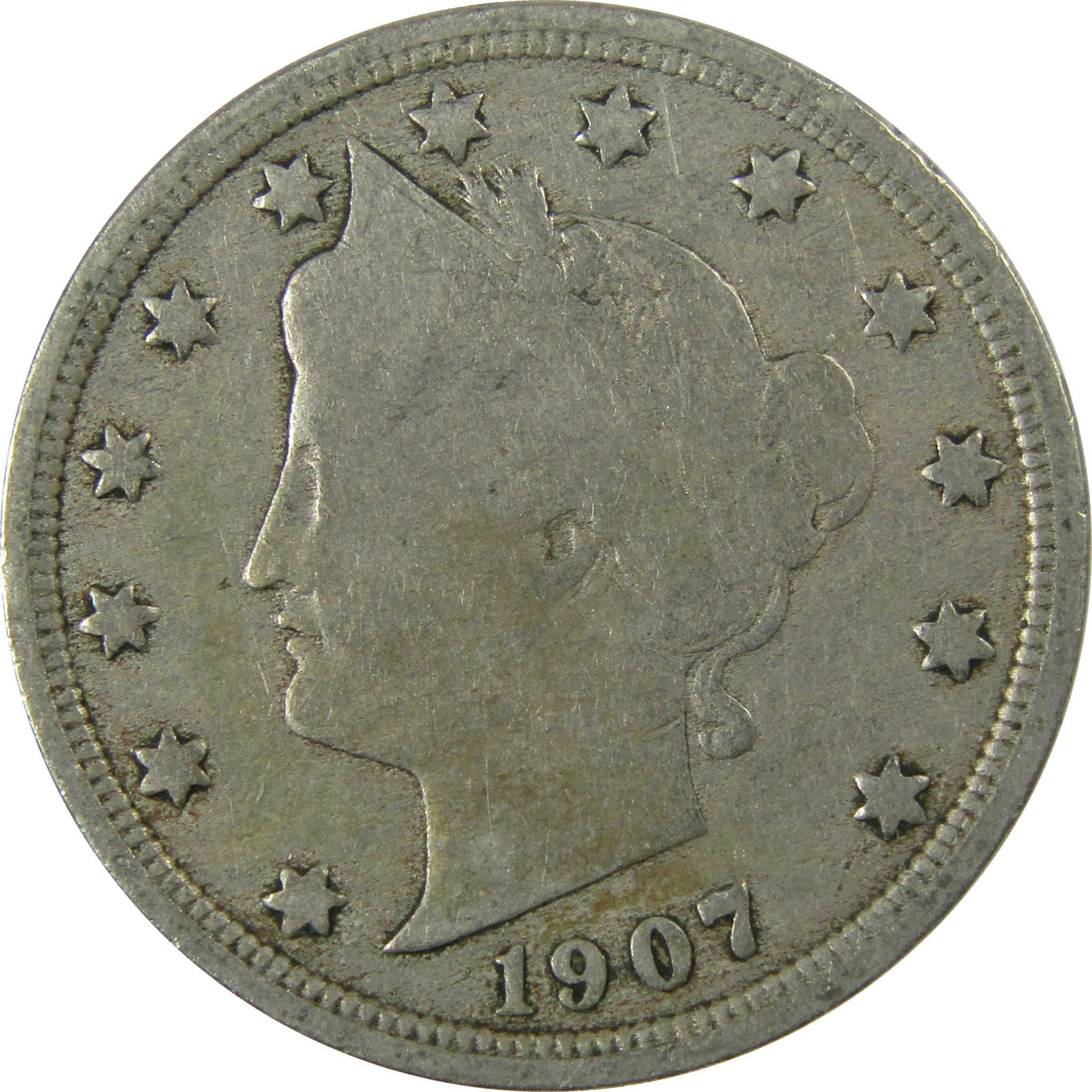 1907 Liberty Head V Nickel VG Very Good 5c Coin Collectible SKU:I26919
