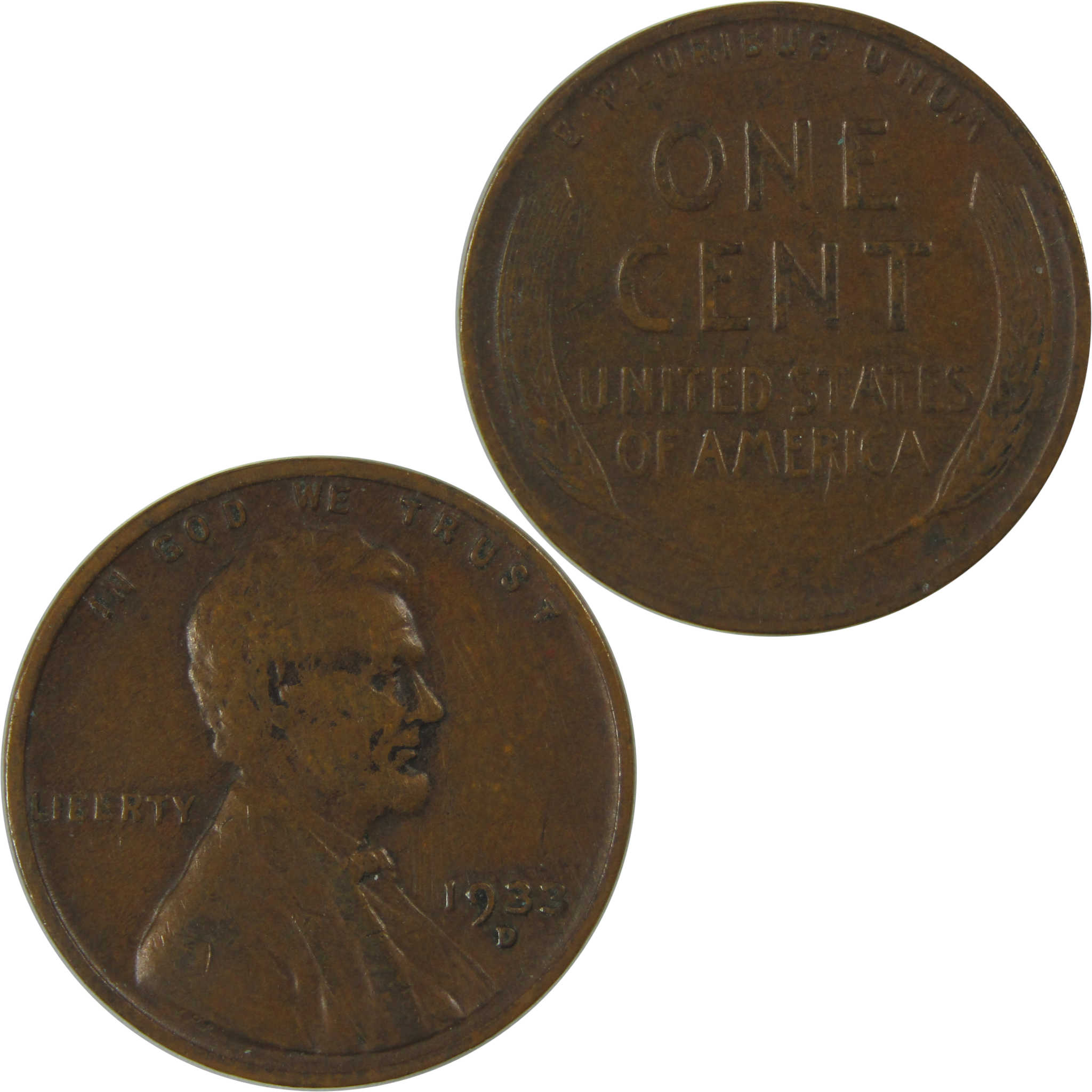 1933 D Lincoln Wheat Cent VF Very Fine Penny 1c Coin SKU:I23774