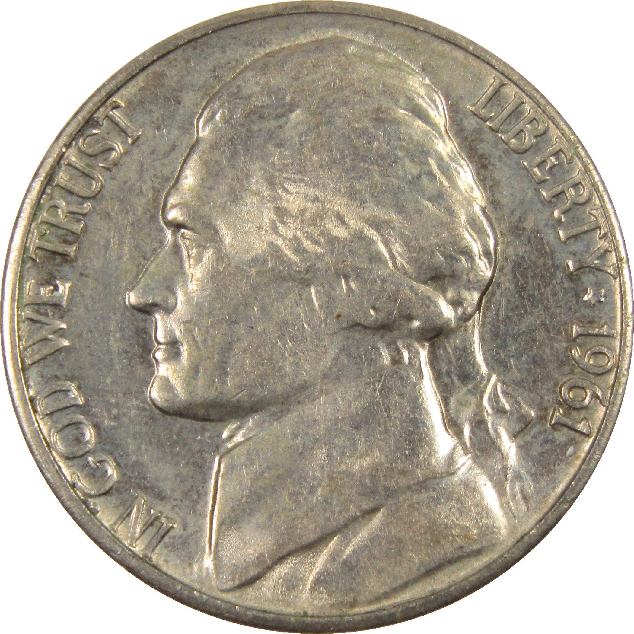 1961 D Jefferson Nickel Circulated 5c Coin Collectible