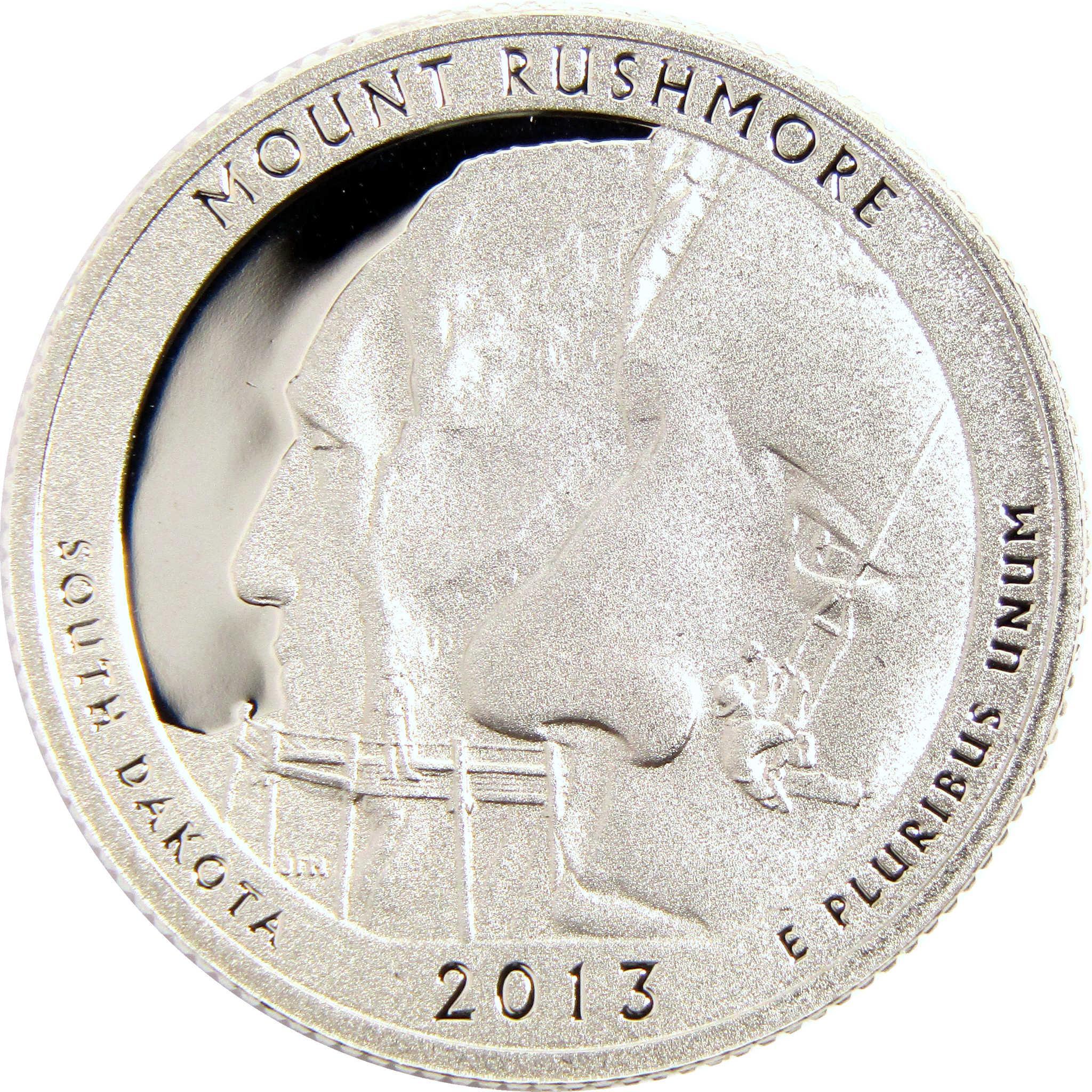 2013 Mount Rushmore South Dakota quarter with detailed monument engraving
