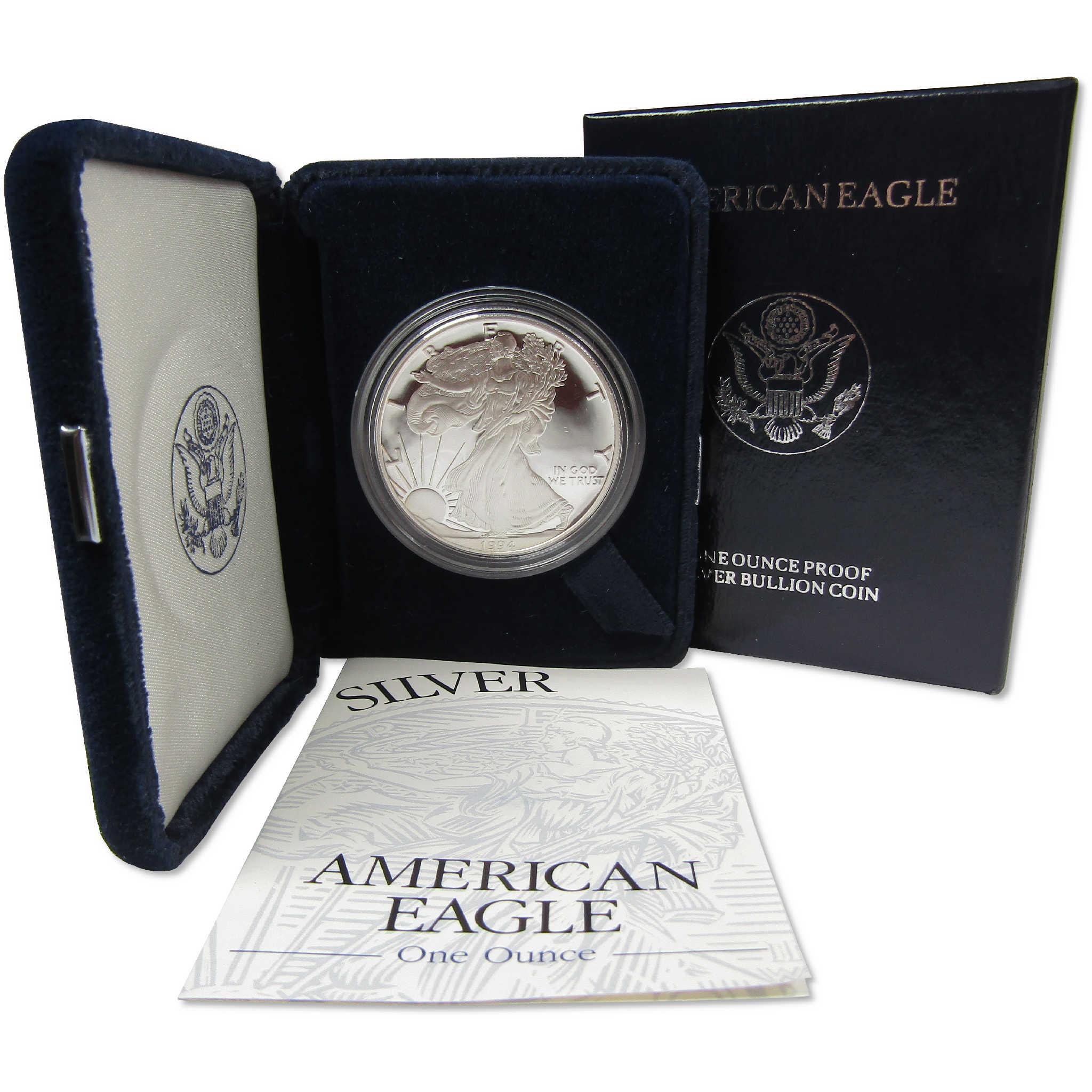 1994 P American Silver Eagle Bullion Proof $1 Coin Collectible OGP COA