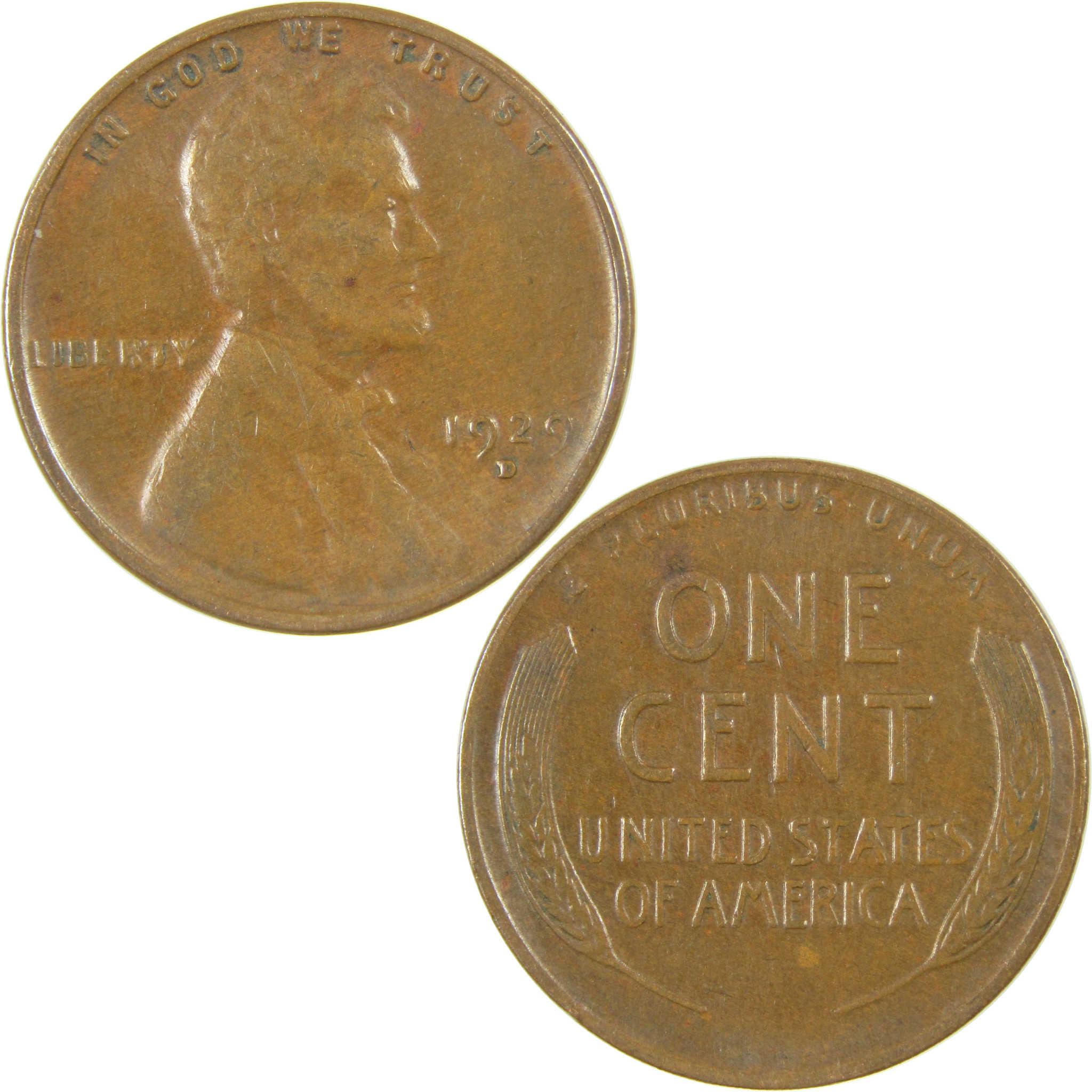 1929 D Lincoln Wheat Cent VF Very Fine Penny 1c Coin SKU:I27280