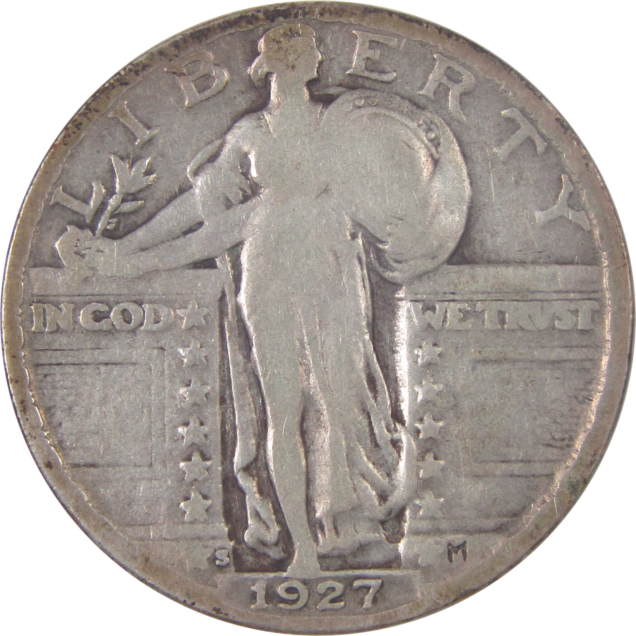1927 S Standing Liberty Quarter VG Very Good Silver 25c SKU:I17368