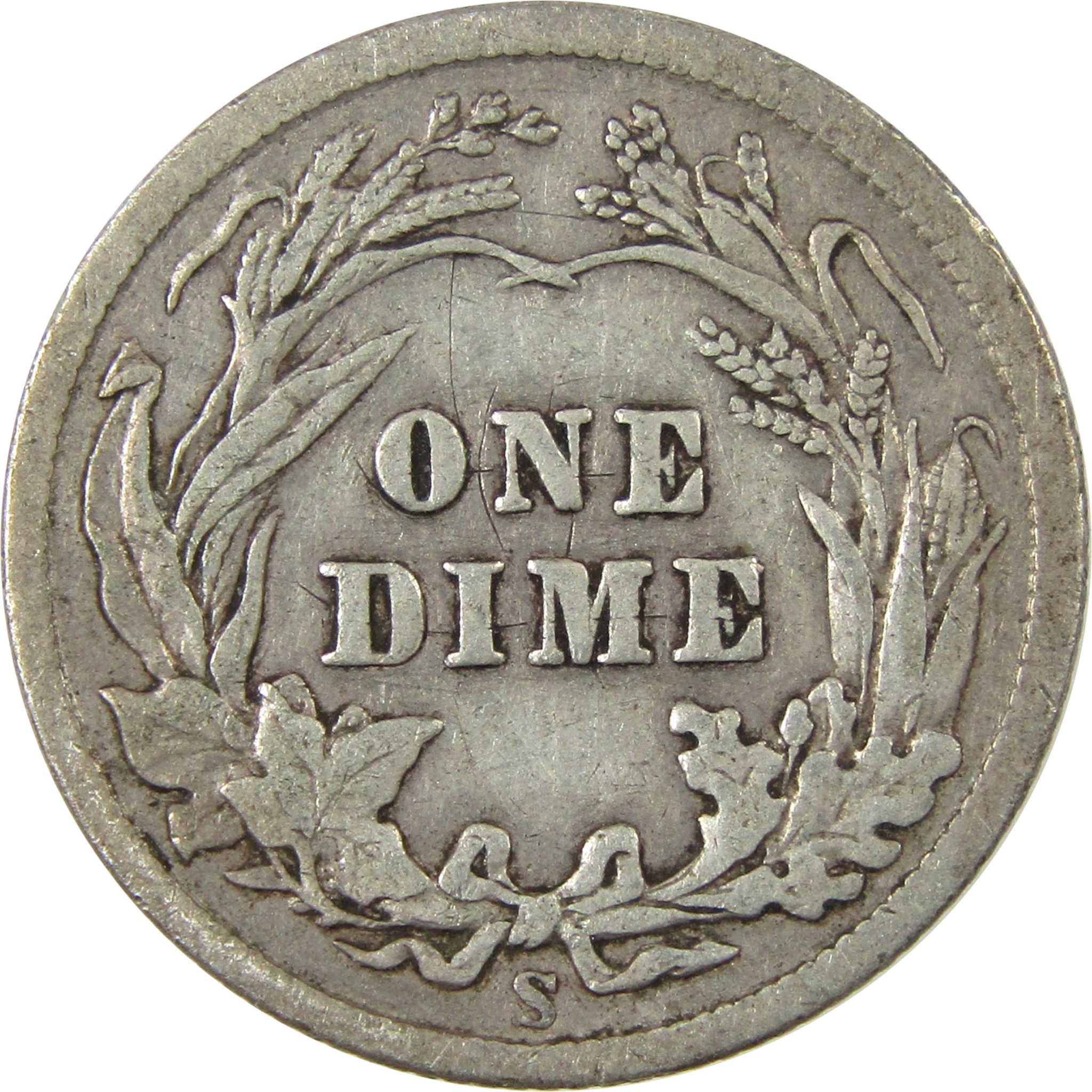 1905 S Barber Silver Dime F Fine Details 10c Coin SKU:I25109