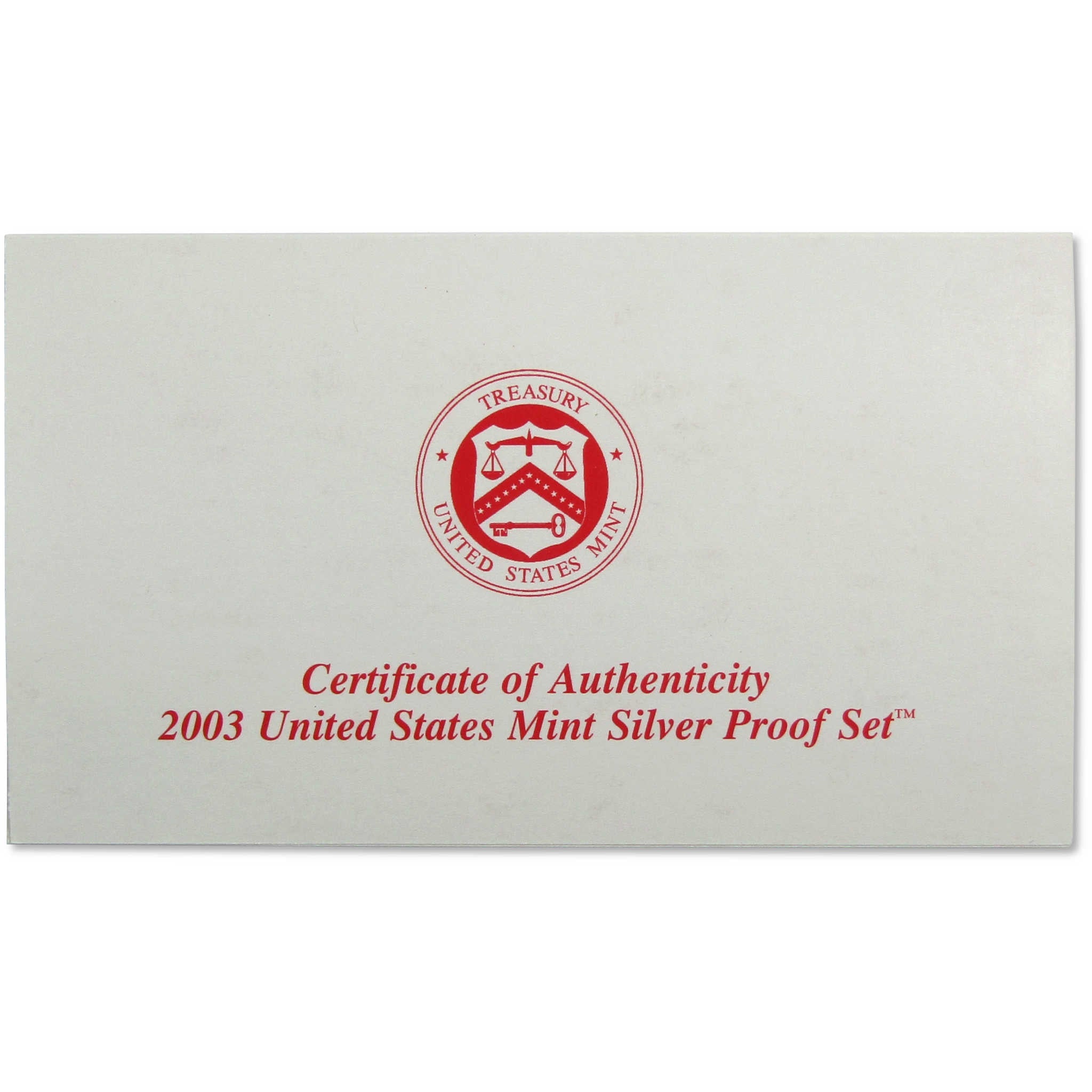 2003 Silver Proof Set U.S. Mint Original Government Packaging OGP COA