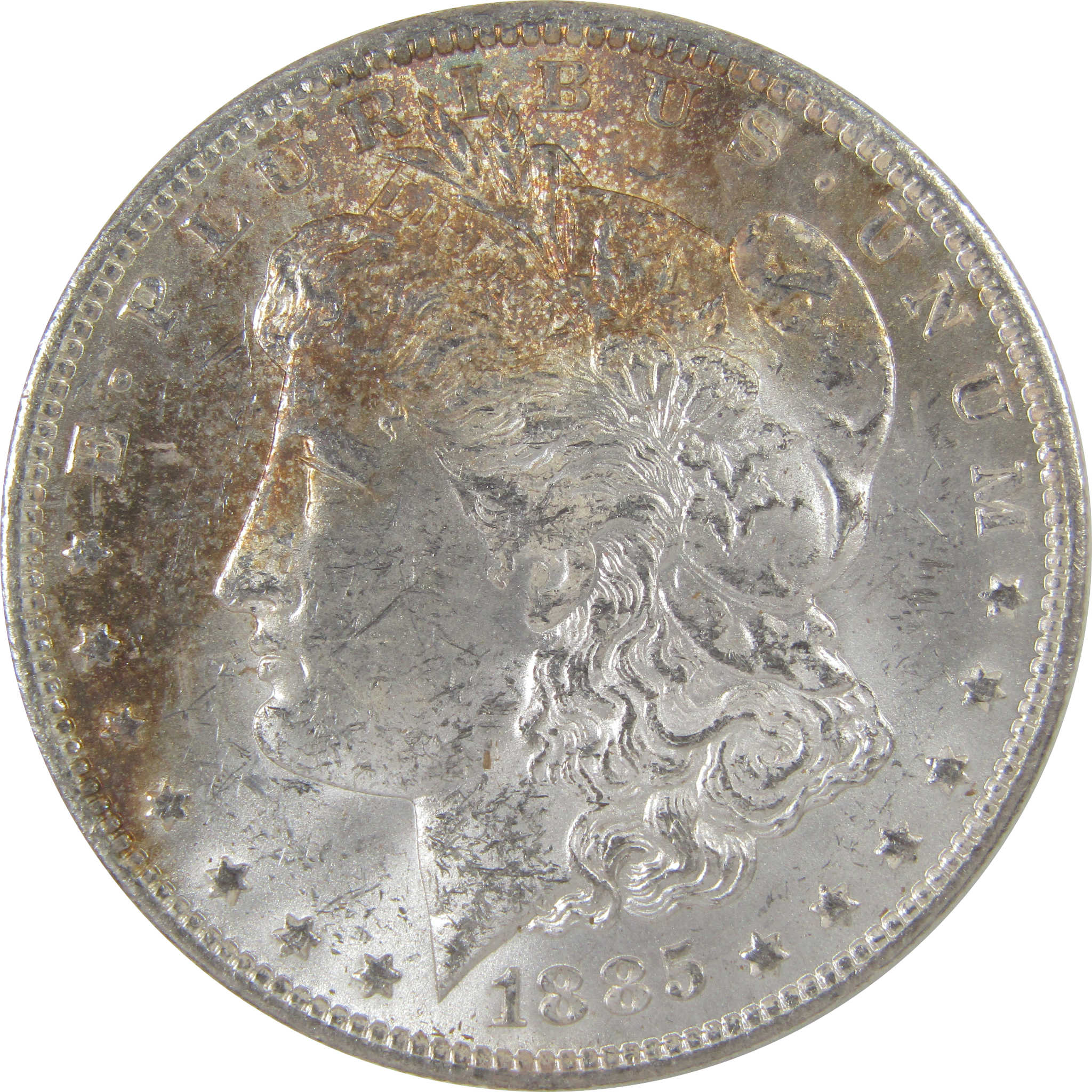 1885 O Morgan Dollar Uncirculated Silver $1 Coin Toned SKU:I18871