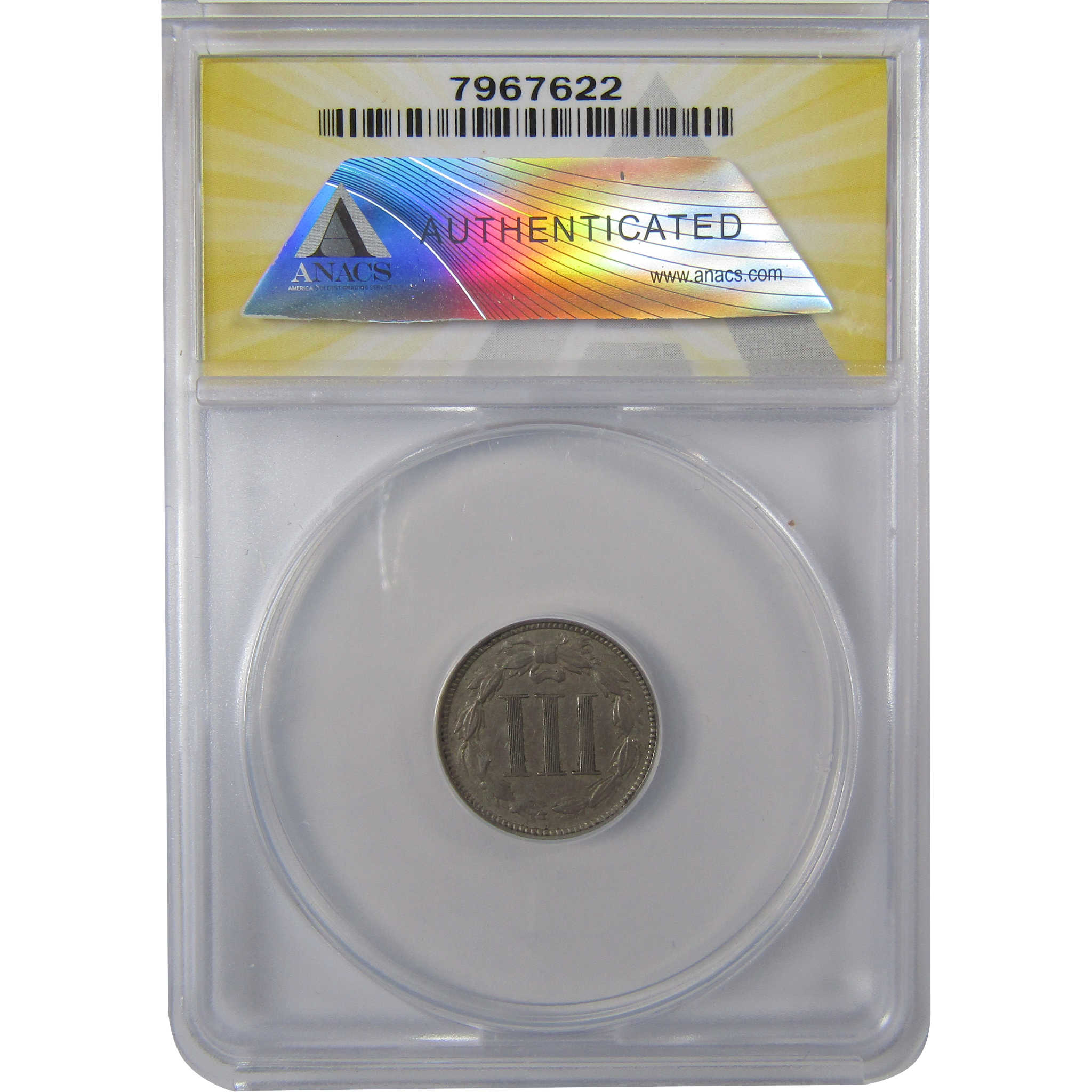 1870 Nickel Three Cent Piece EF 45 ANACS 3c Coin SKU:I25017