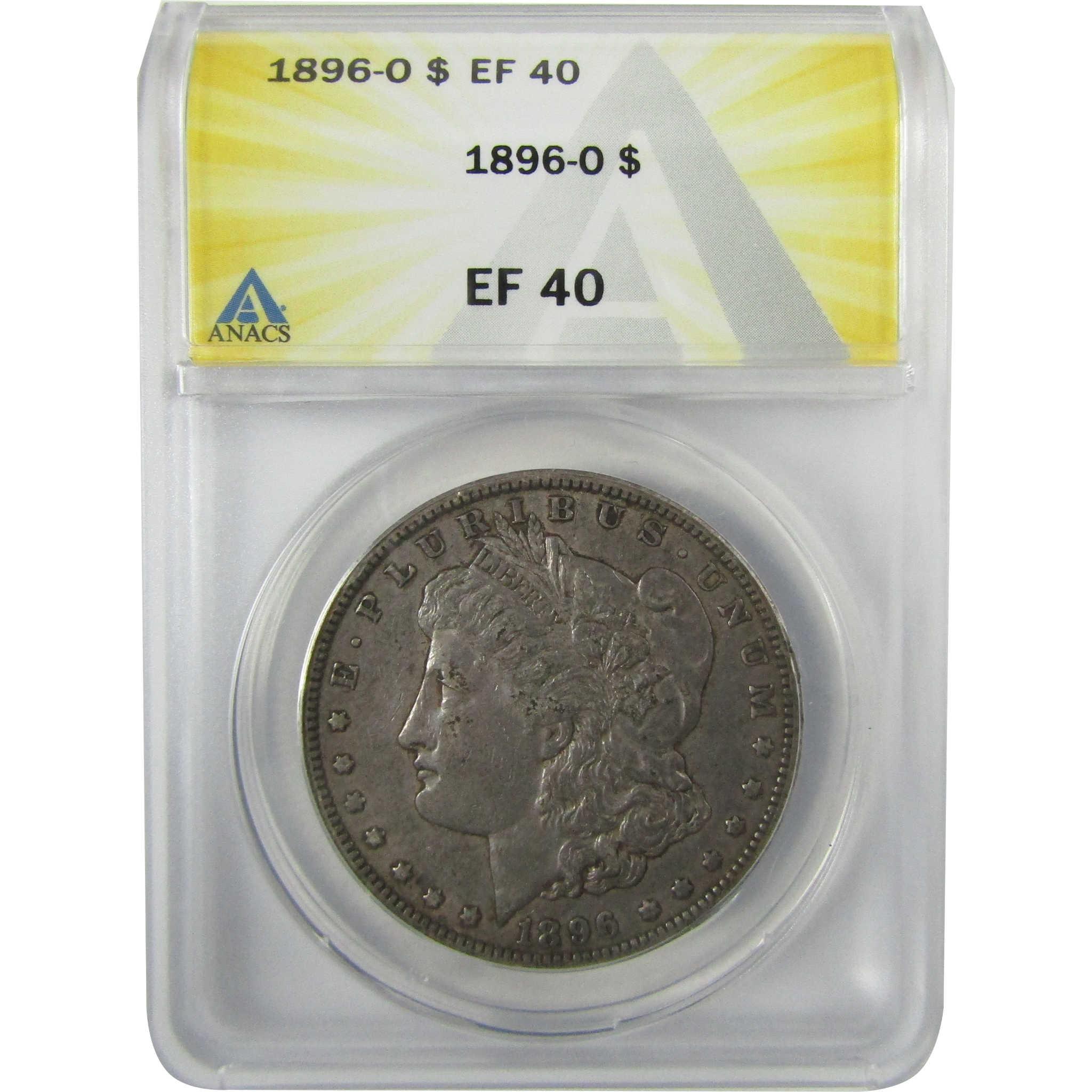 1896 O Morgan Silver Dollar EF 40 ANACS $1 Coin Collectible SKU:I27974 - Morgan coin - Morgan silver dollar - Morgan silver dollar for sale - Profile Coins & Collectibles