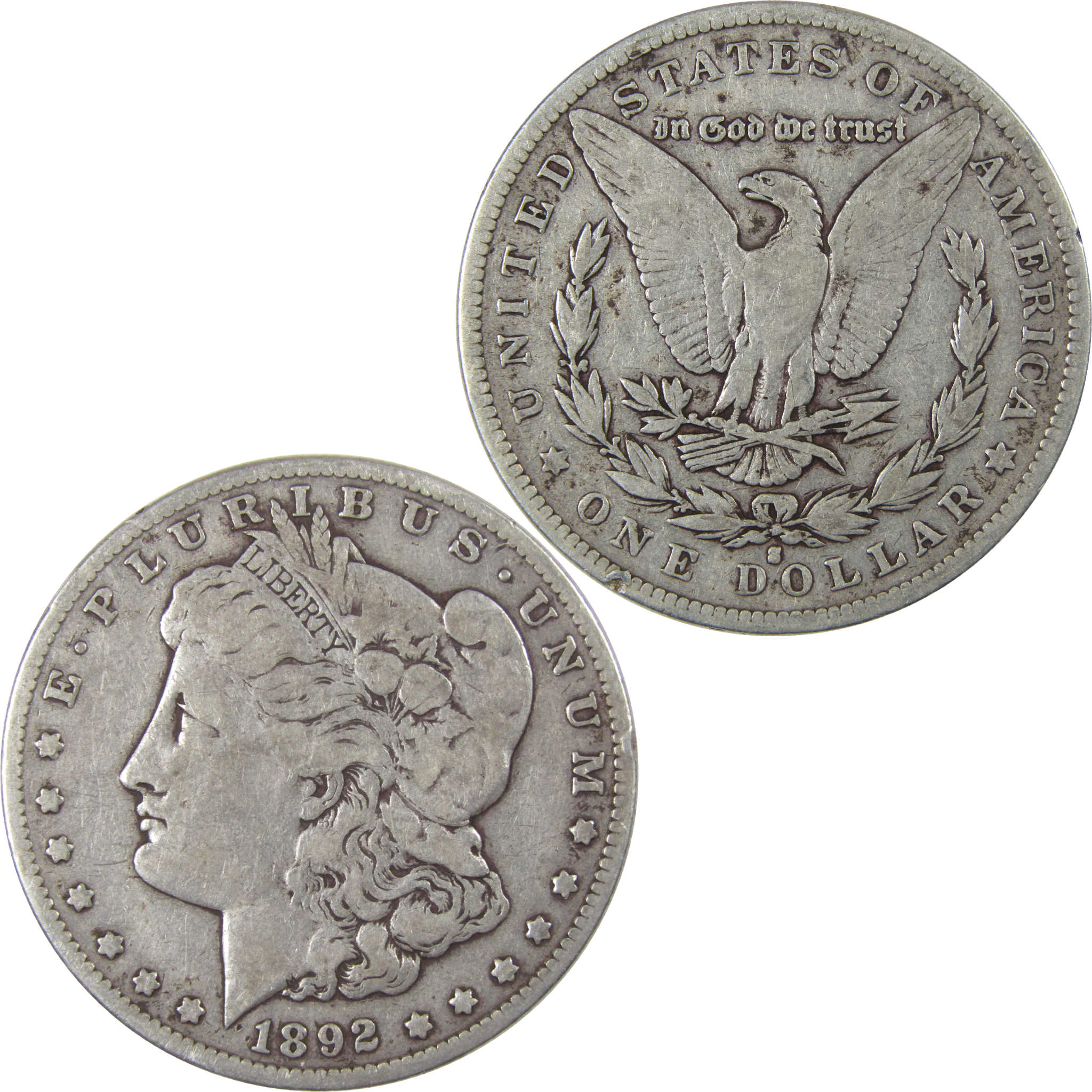 1892 S Morgan Dollar F Fine Silver $1 Coin Collectible SKU:I23476