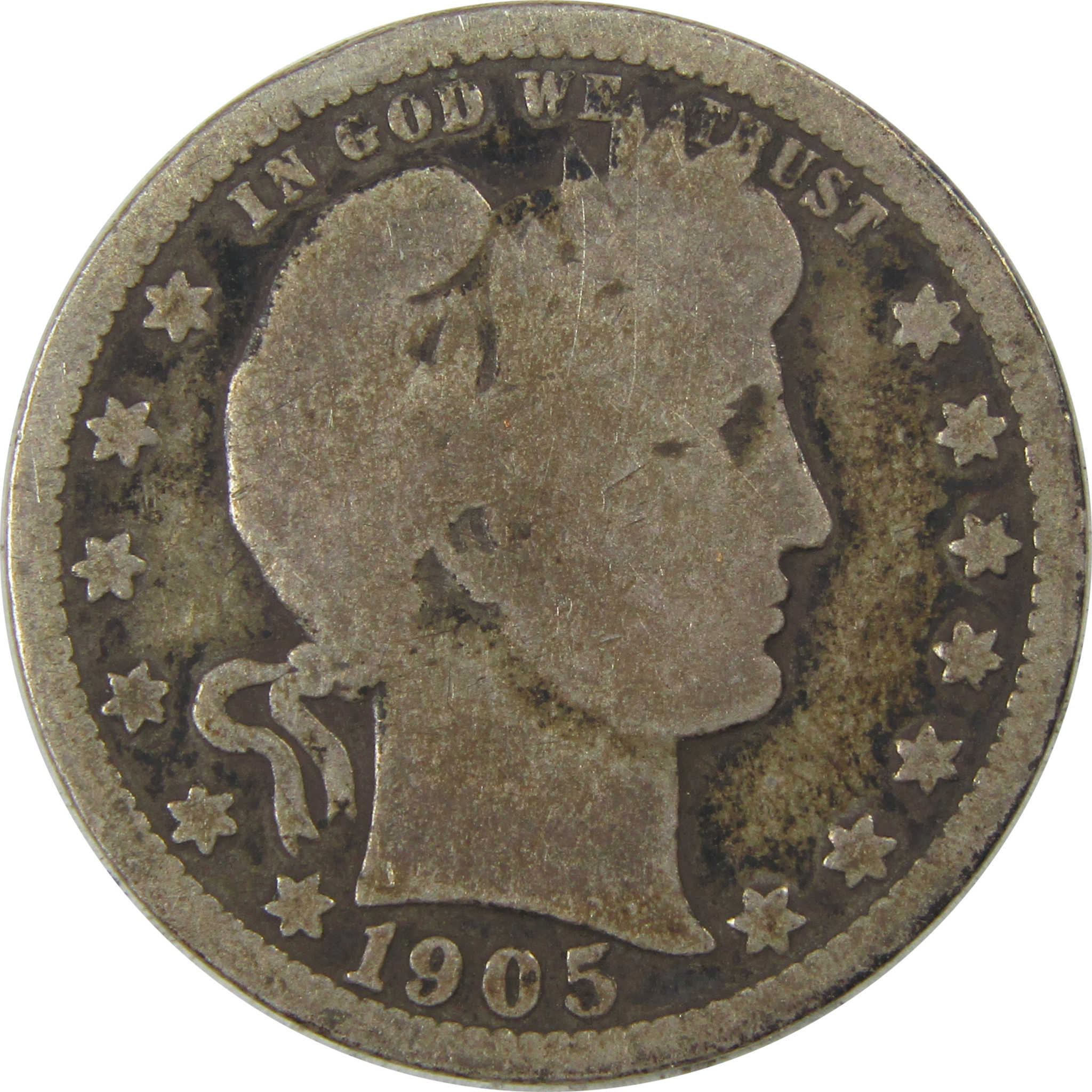 1905 O Barber Quarter G Good Silver 25c Coin SKU:I21819