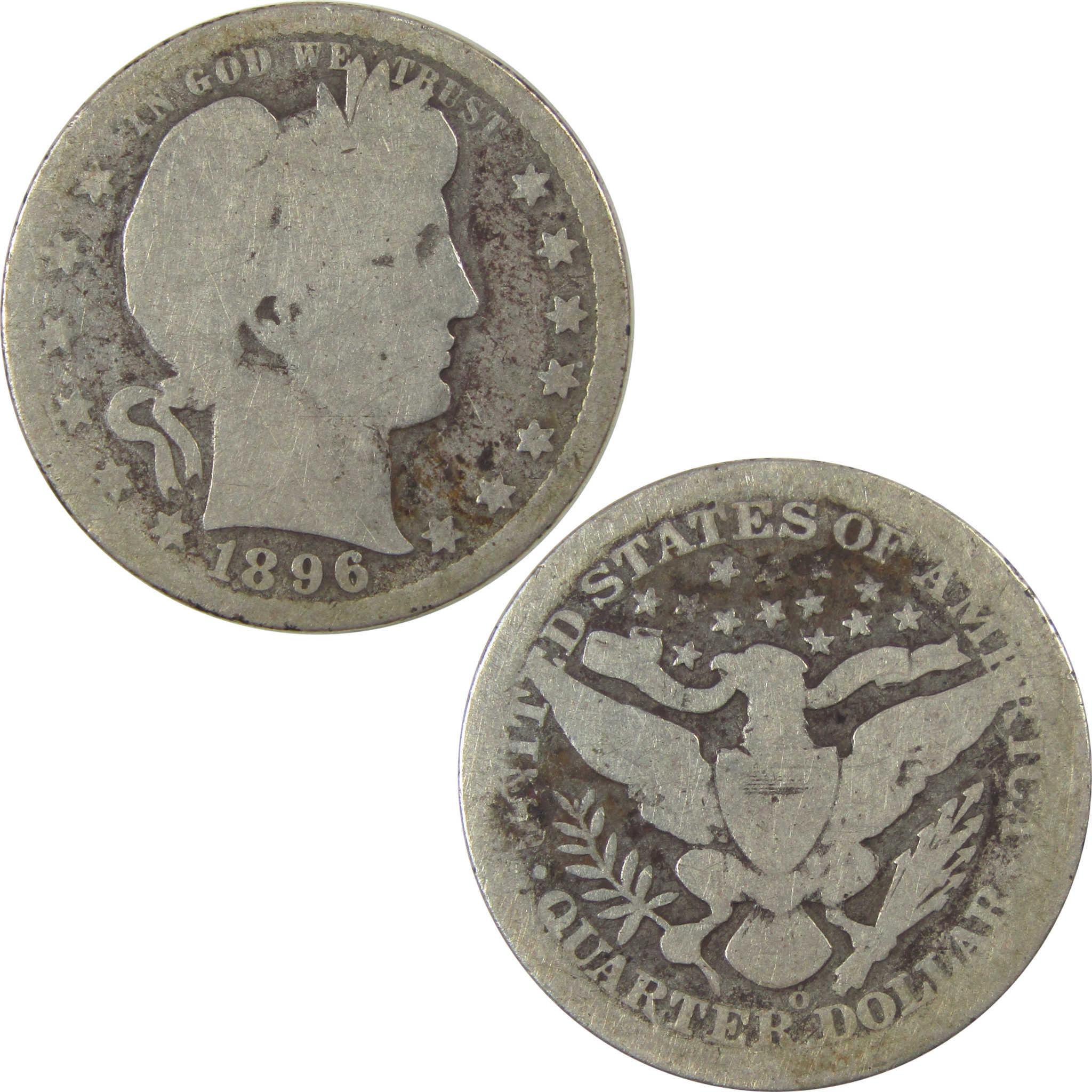 1896 O Barber Quarter AG About Good Silver 25c Coin SKU:I21868