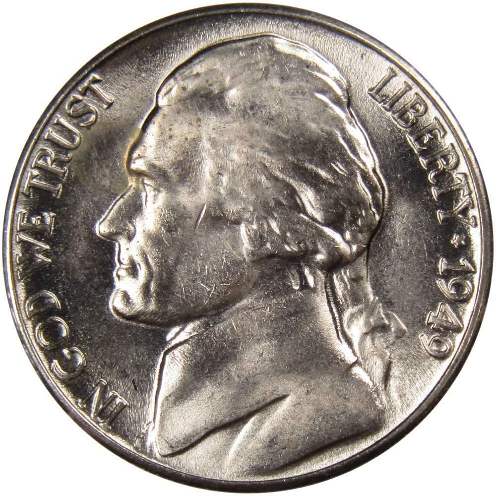 1949 D Jefferson Nickel Uncirculated Mint State 5c Coin Collectible