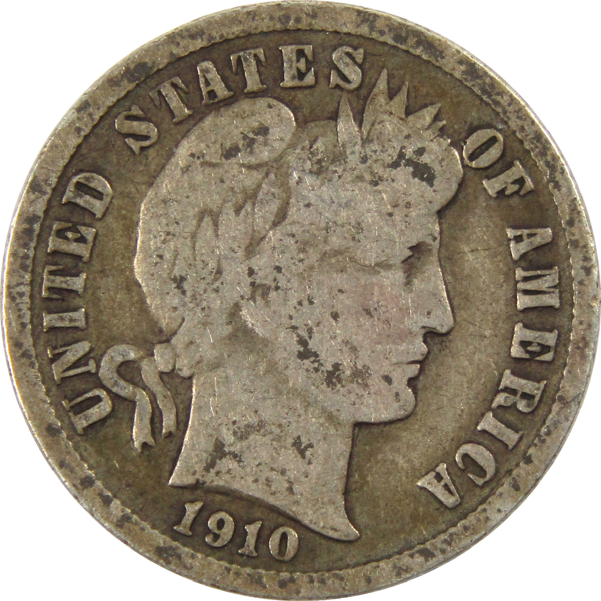 1910 Barber Dime G Good Silver 10c Coin