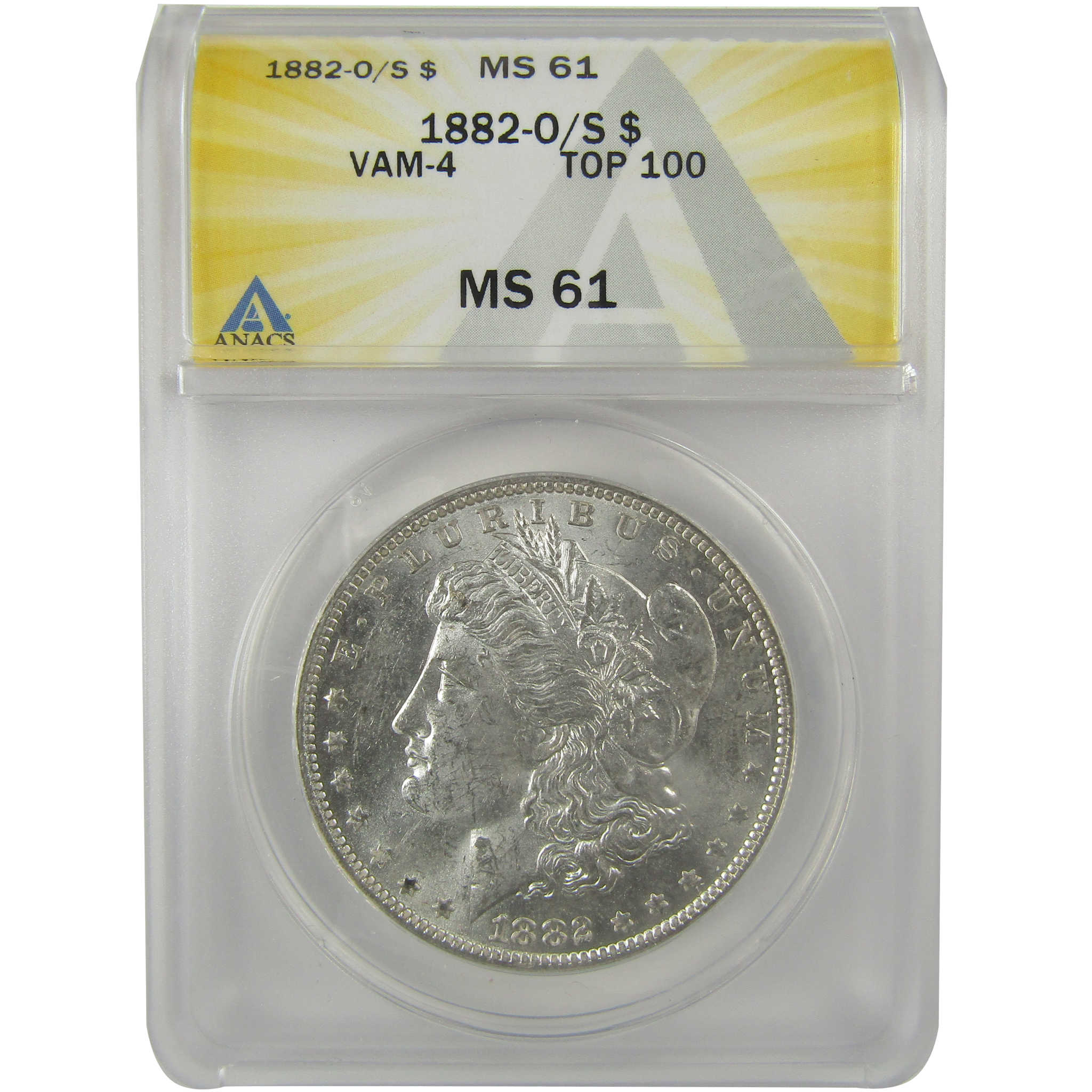 1882 O/S VAM-4 Recessed Top 100 Morgan Dollar MS 61 ANACS SKU:I21936 - Morgan coin - Morgan silver dollar - Morgan silver dollar for sale - Profile Coins & Collectibles