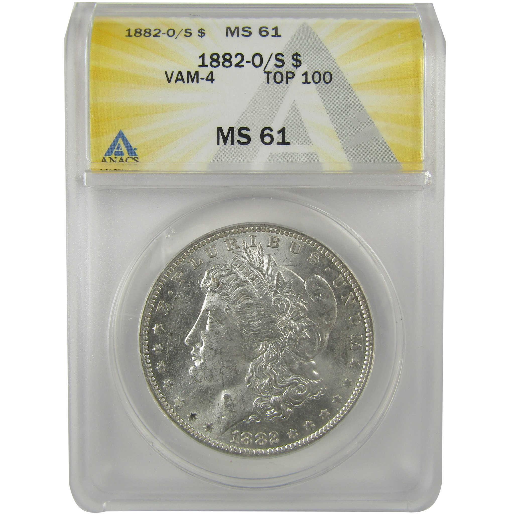 1882 O/S VAM-4 Recessed Top 100 Morgan Dollar MS 61 ANACS SKU:I21936 - Morgan coin - Morgan silver dollar - Morgan silver dollar for sale - Profile Coins & Collectibles