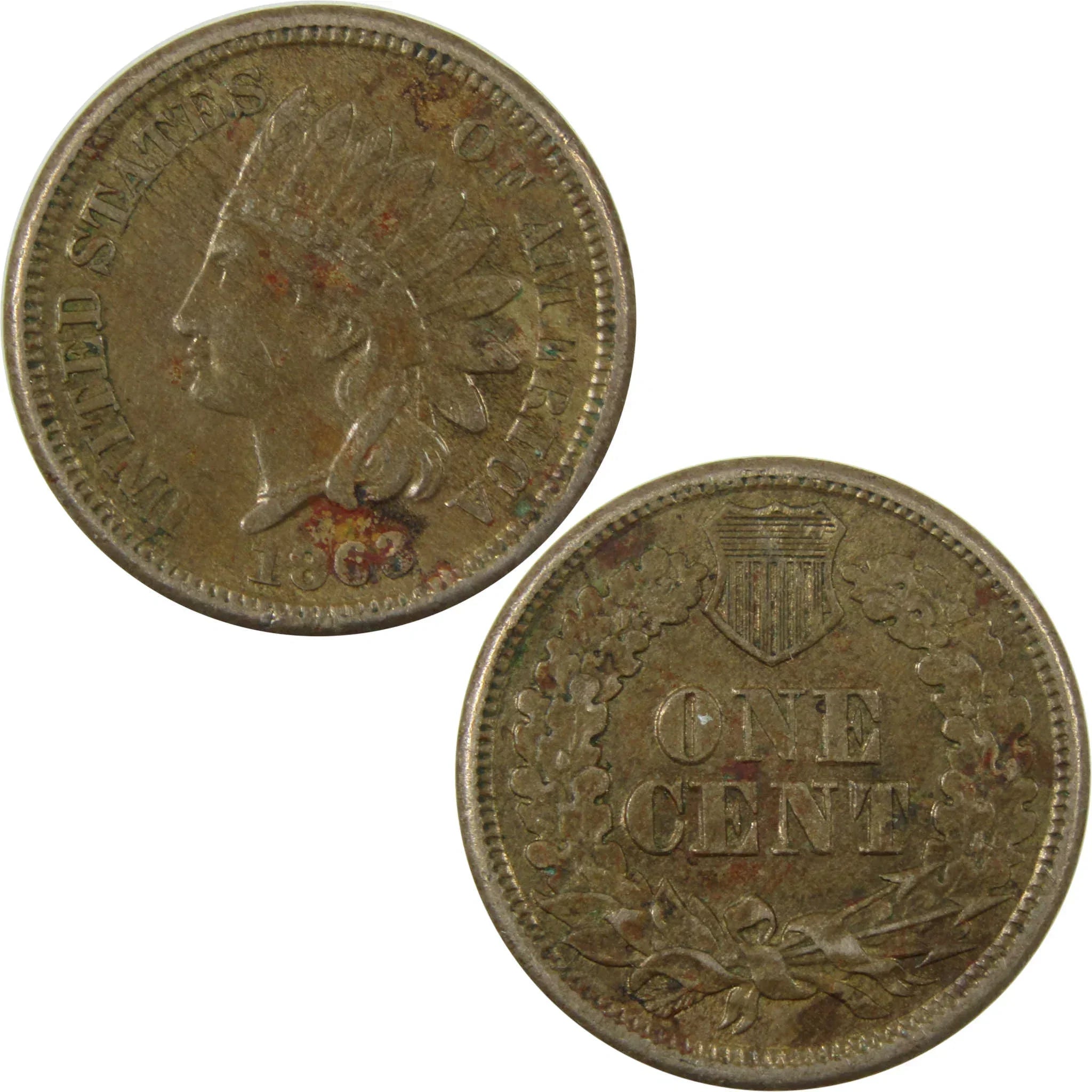 1863 Indian Head Cent XF EF Extremely Fine Details Penny SKU:CP1271