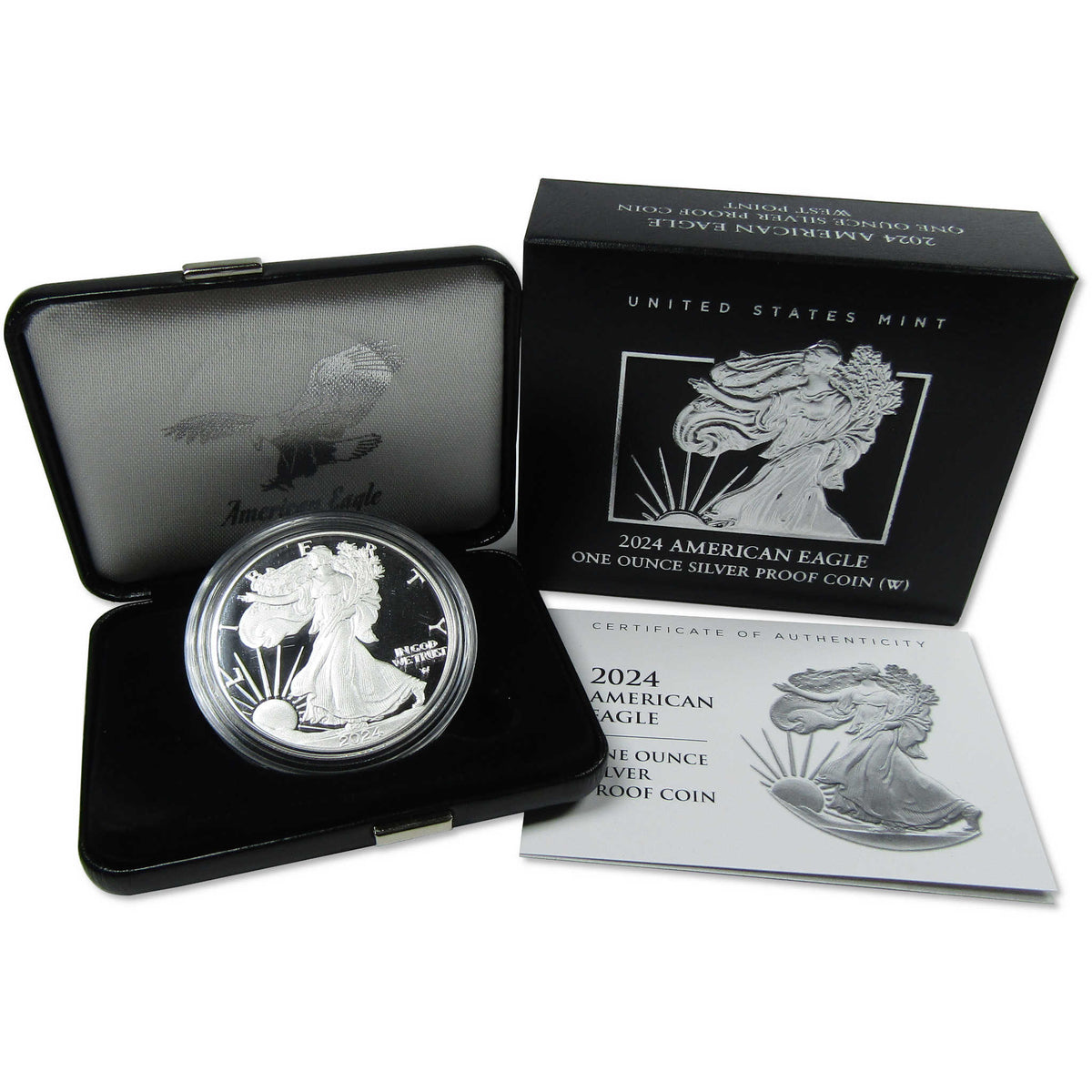 2024 W American Silver Eagle Proof $1 Coin Collectible OGP COA