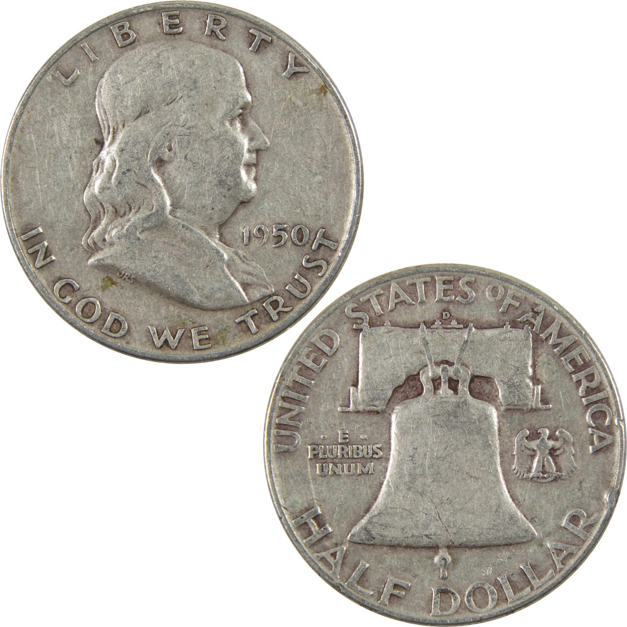 1950 D Franklin Half Dollar AG About Good 90% Silver 50c Coin
