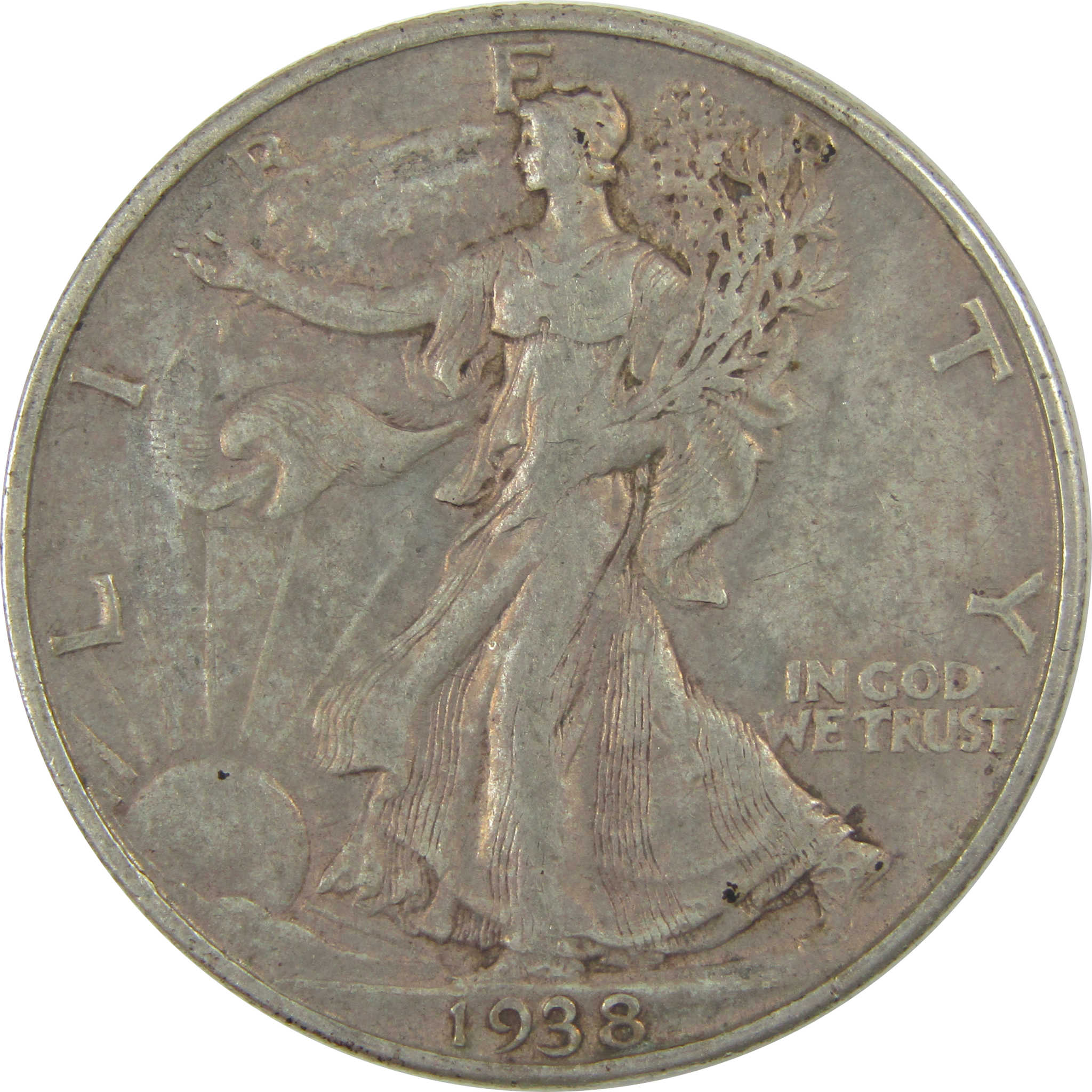 1938 D Liberty Walking Half Dollar XF EF Extremely Fine SKU:CPC0720