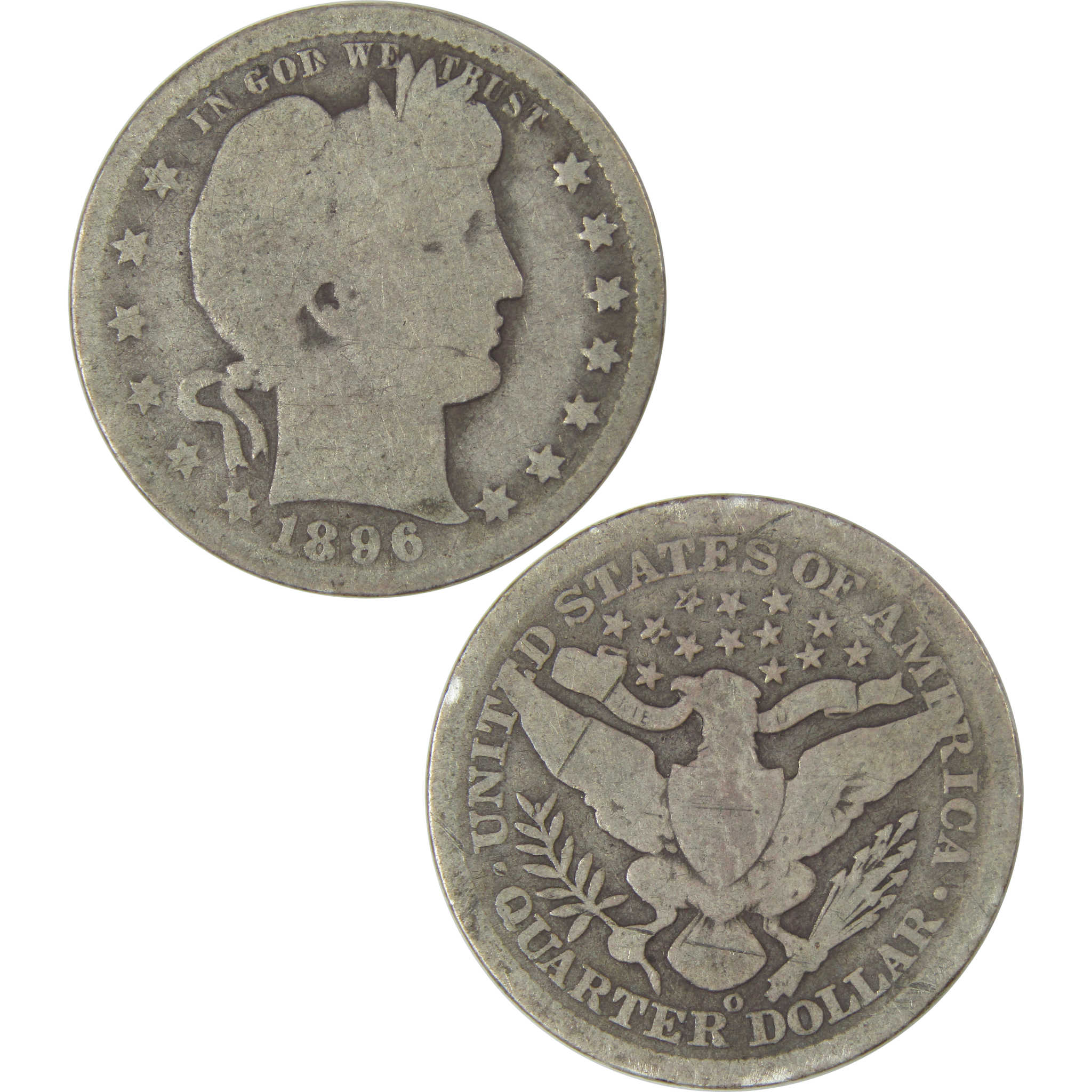 1896 O Barber Quarter AG About Good Silver 25c Coin SKU:I22785