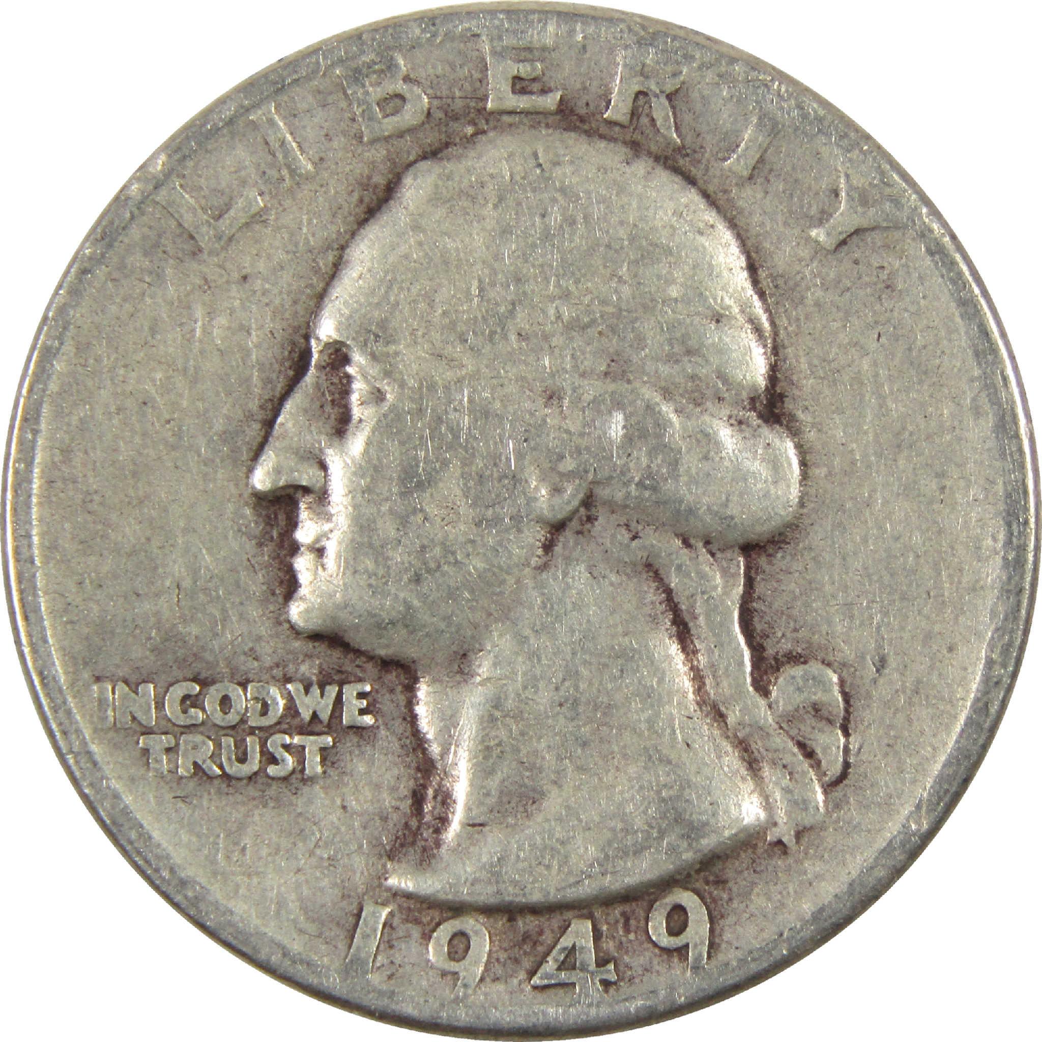 1949 Washington Quarter G Good Silver 25c Coin