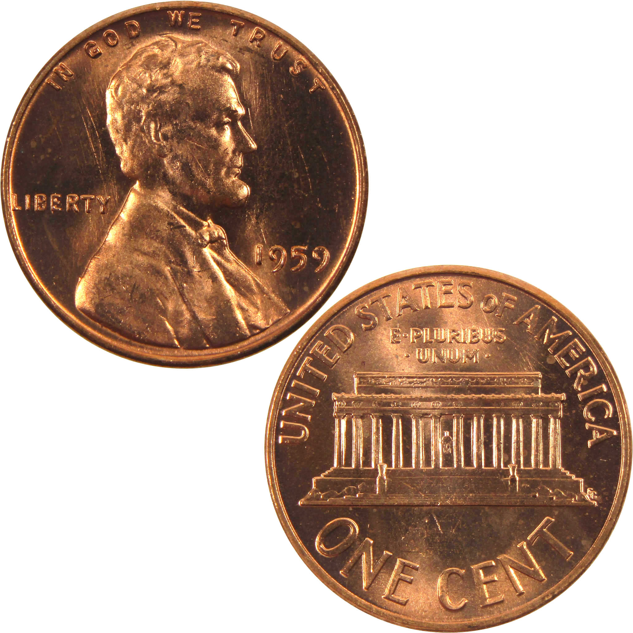 1959 Lincoln Memorial Cent BU Uncirculated Penny 1c Coin