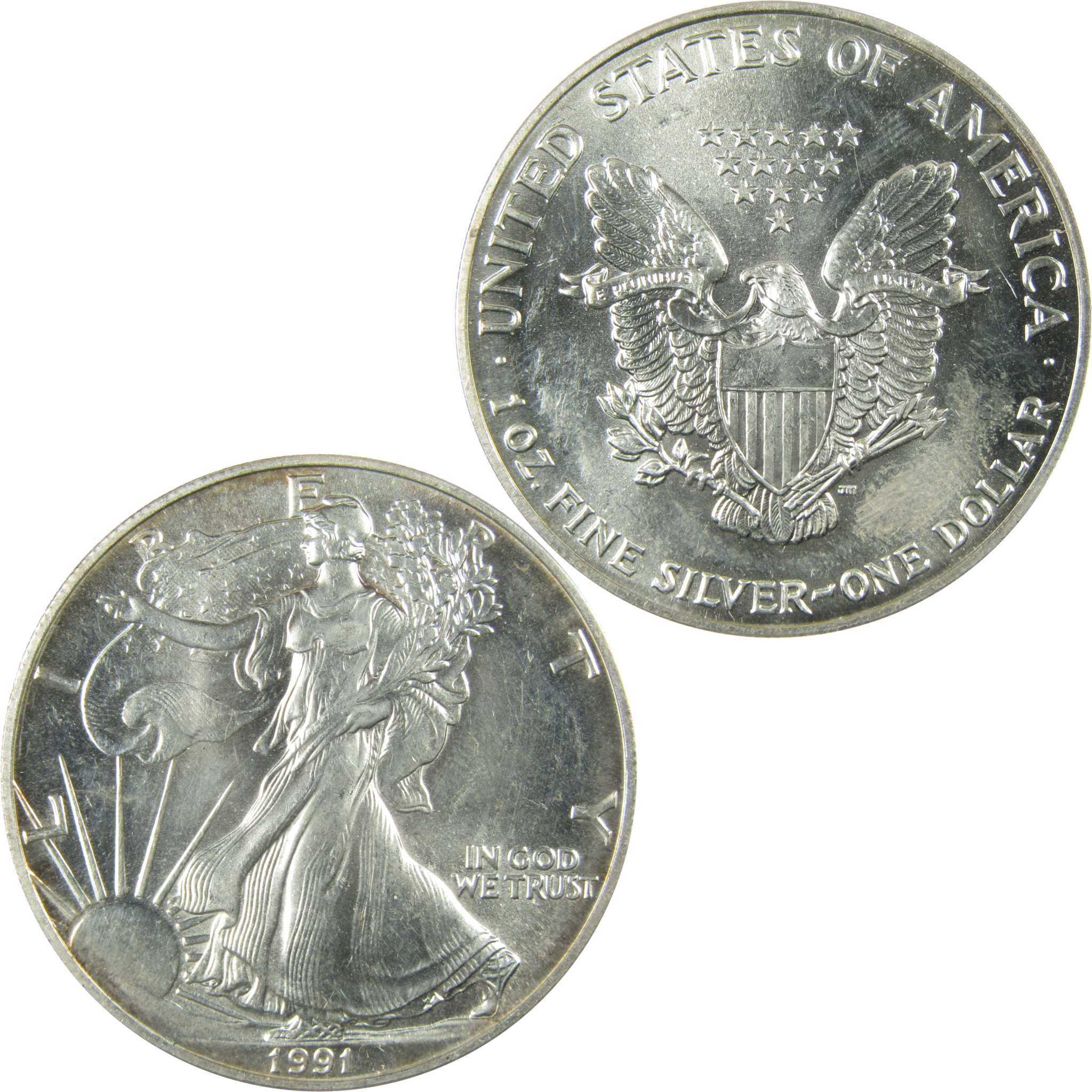 1991 American Silver Eagle Uncirculated Mint State $1 Coin SKU:CP1527