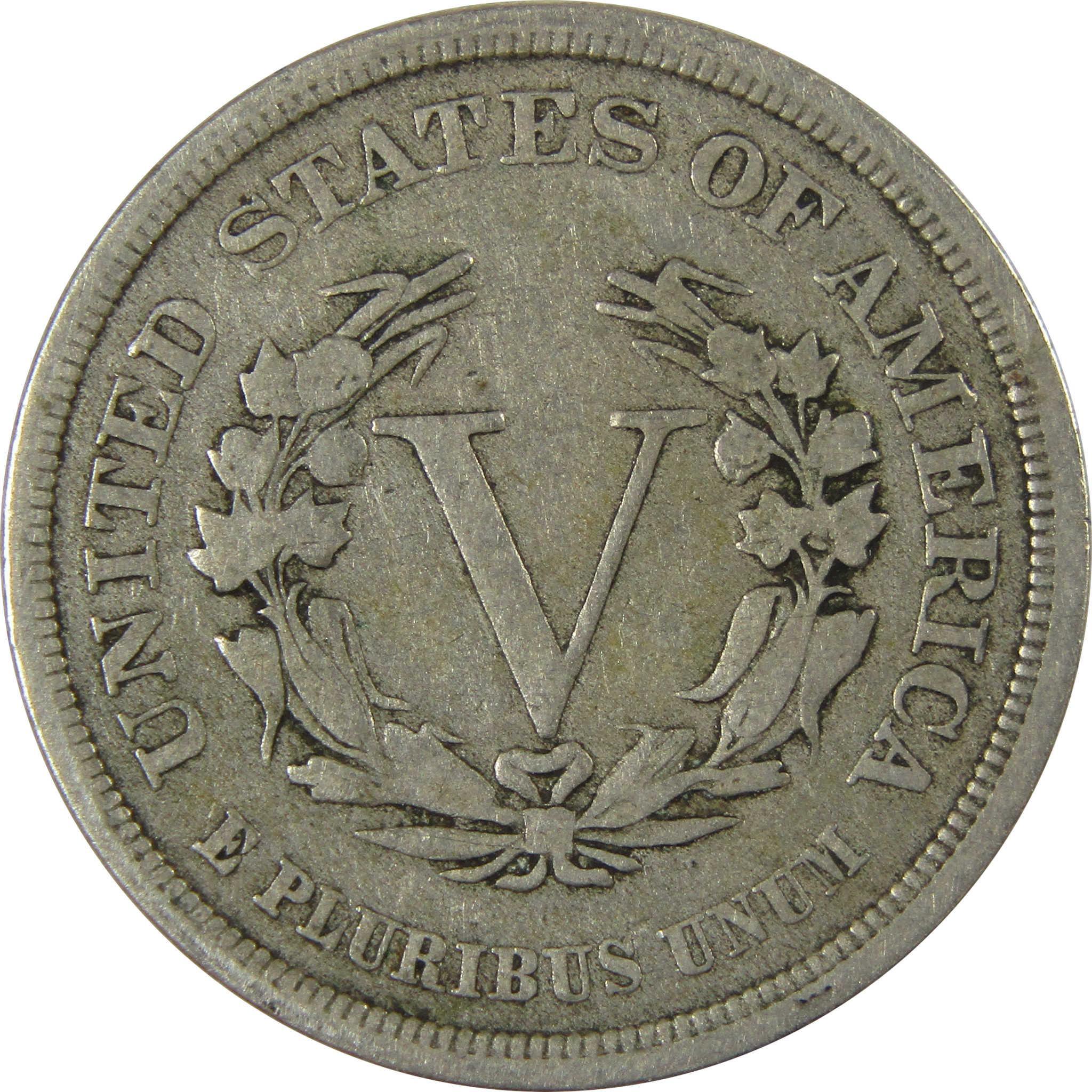 1883 No Cents Liberty Head V Nickel F Fine 5c Coin SKU:I26494