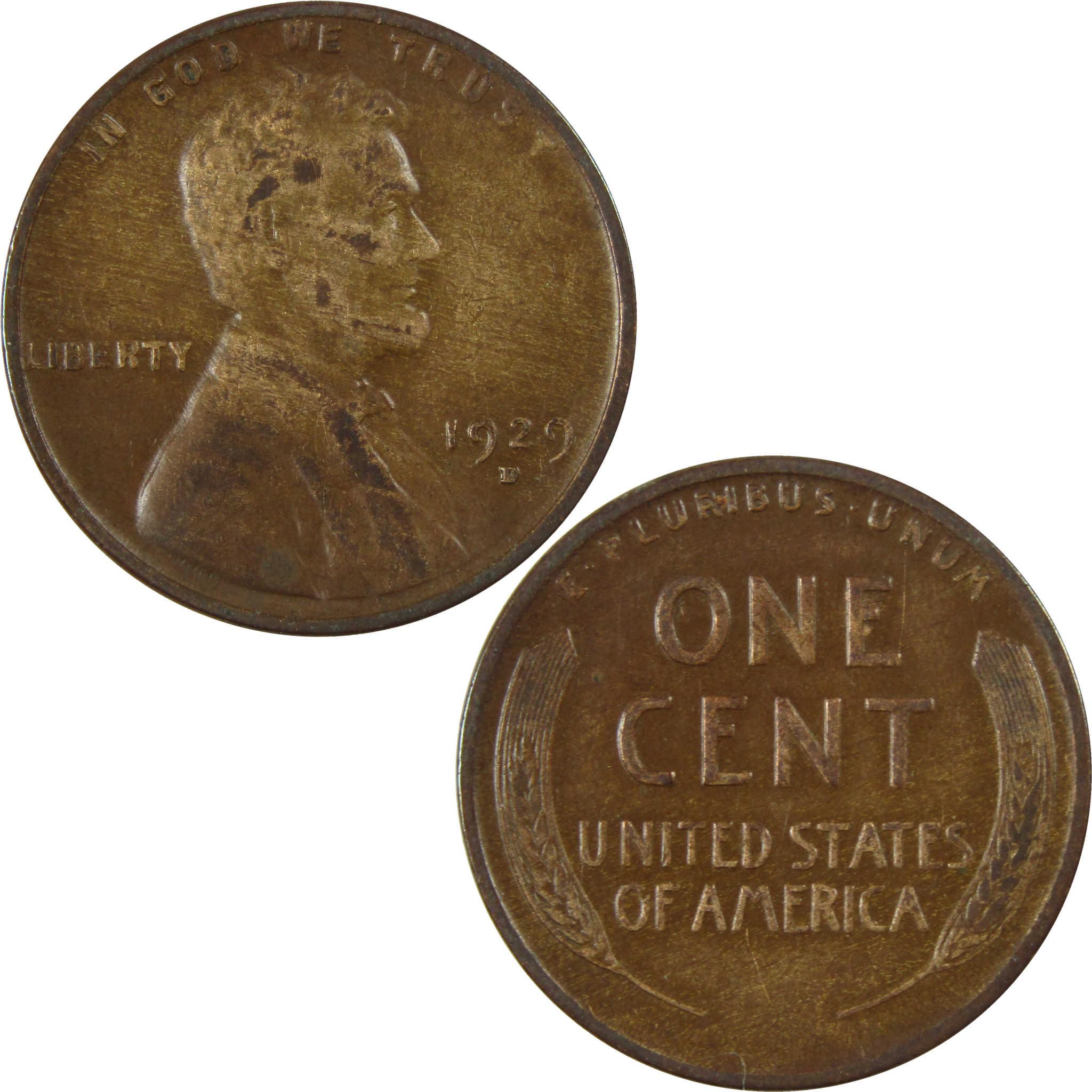 1929 D Lincoln Wheat Cent VG Very Good Penny 1c Coin SKU:I27200