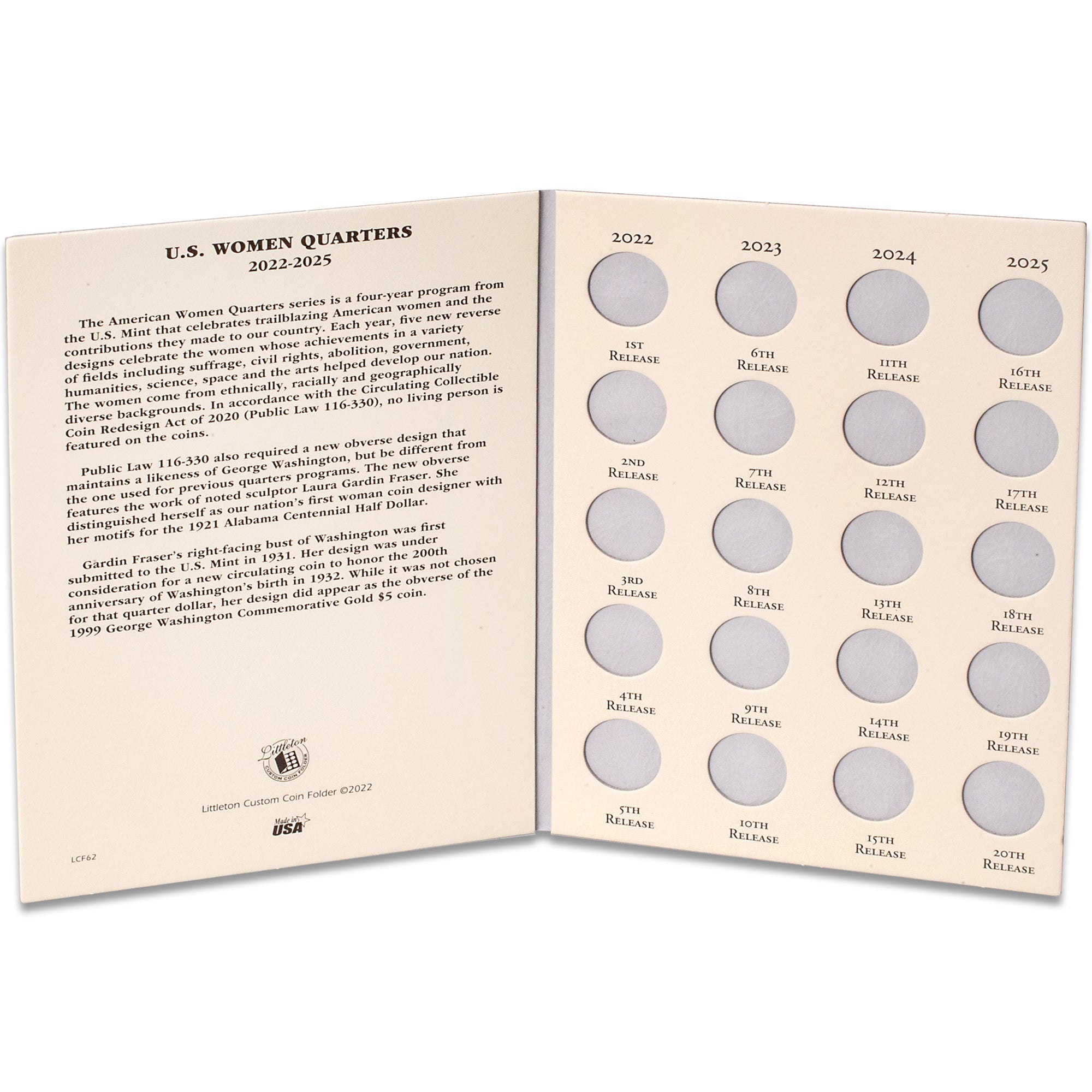 2022-2025 U.S. Women Quarters Folder Littleton Coin Company