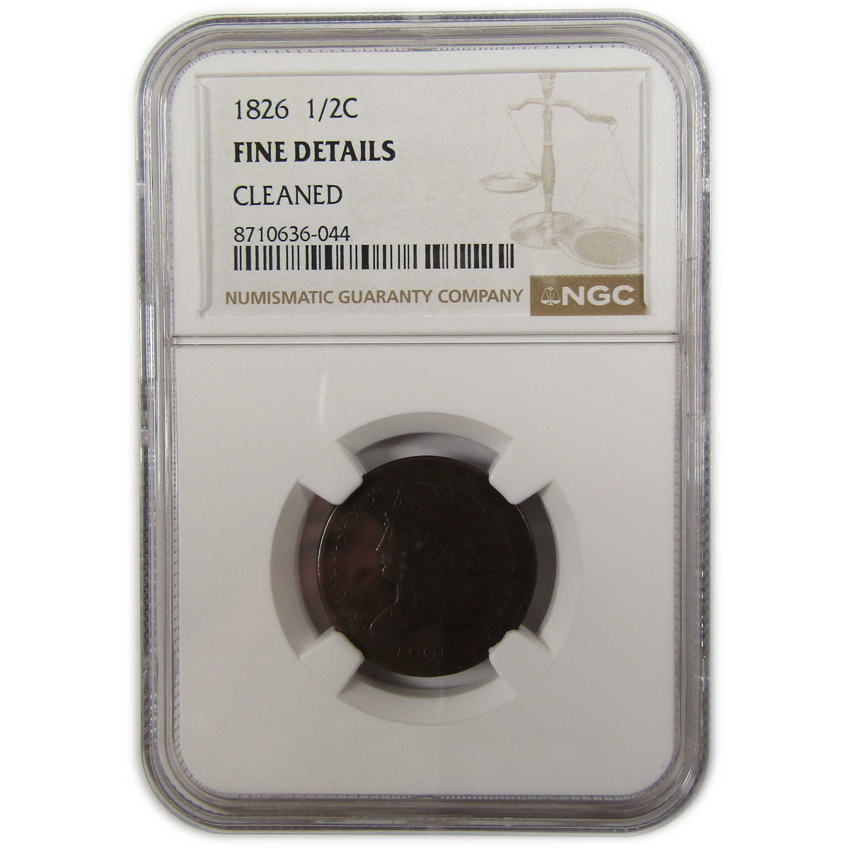 1826 Classic Head Copper Half Cent F Fine Details NGC Coin SKU:I29325