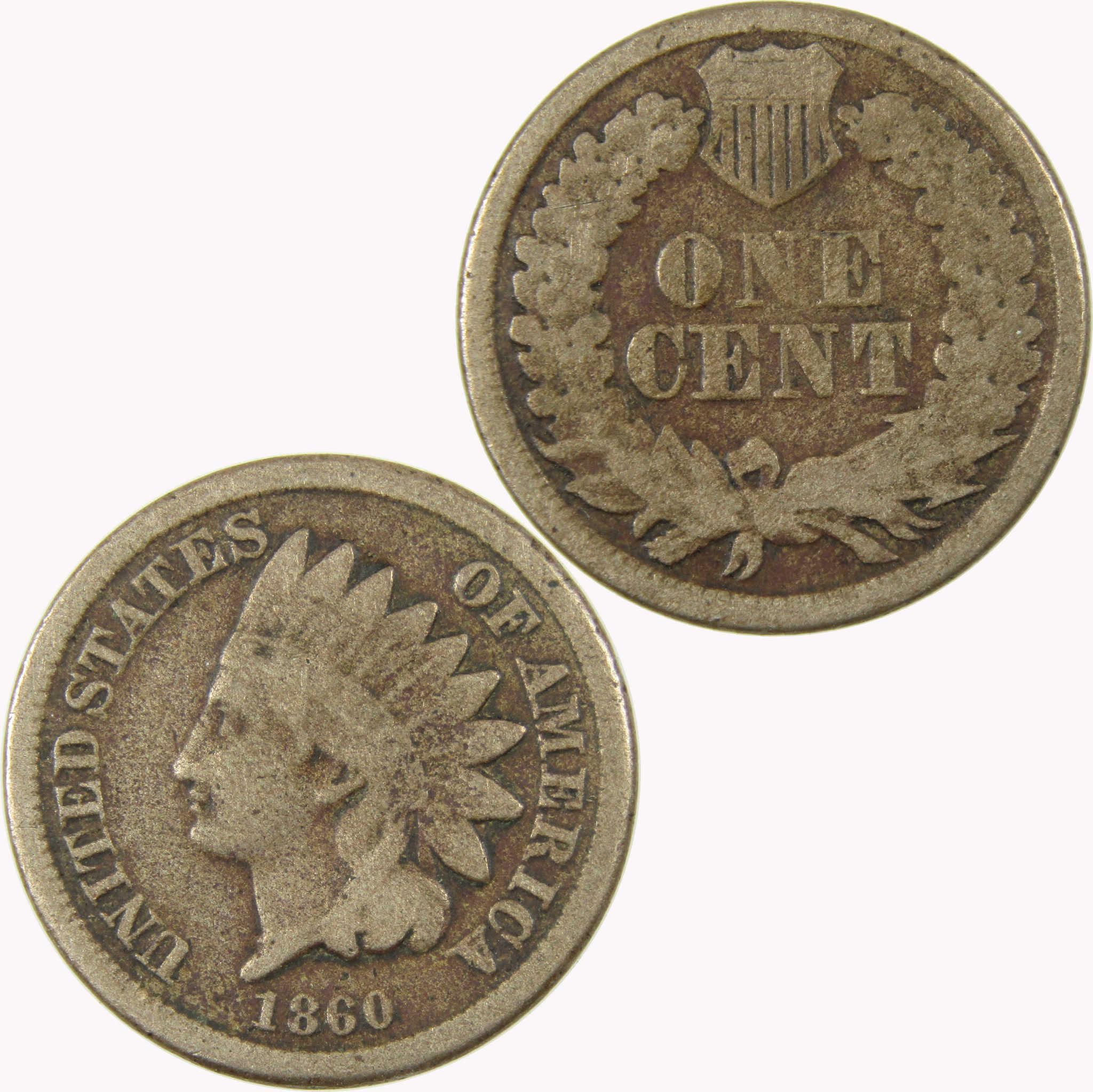 1860 Indian Head Cent G Good Penny 1c Coin SKU:CP1066