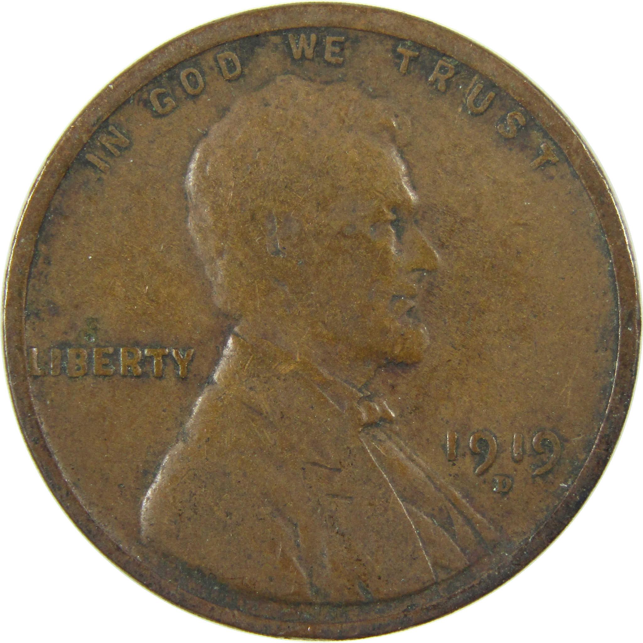 1919 D Lincoln Wheat Cent VG Very Good Penny 1c Coin SKU:I27182