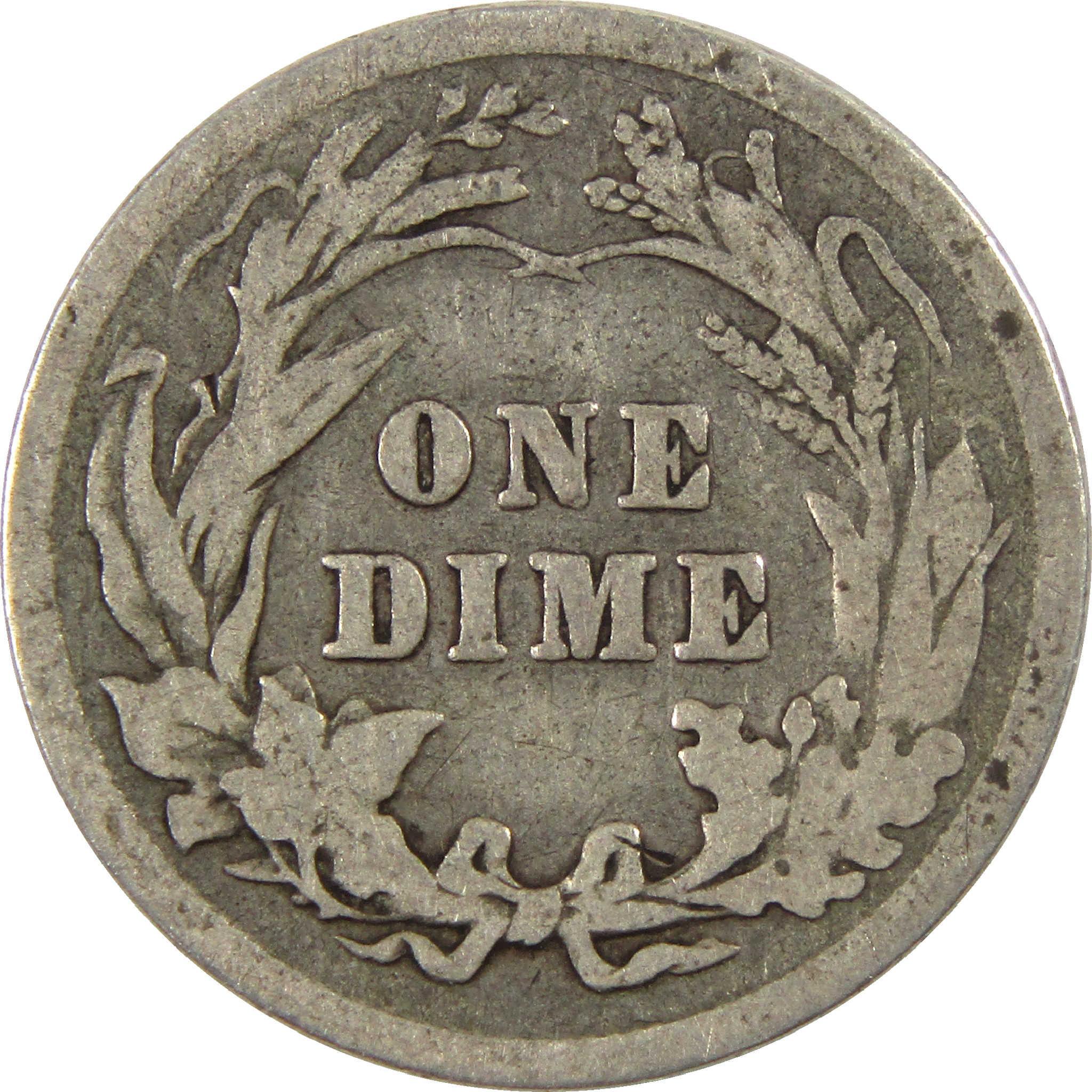 1908 Barber Dime Circulated Silver 10c Coin Collectible