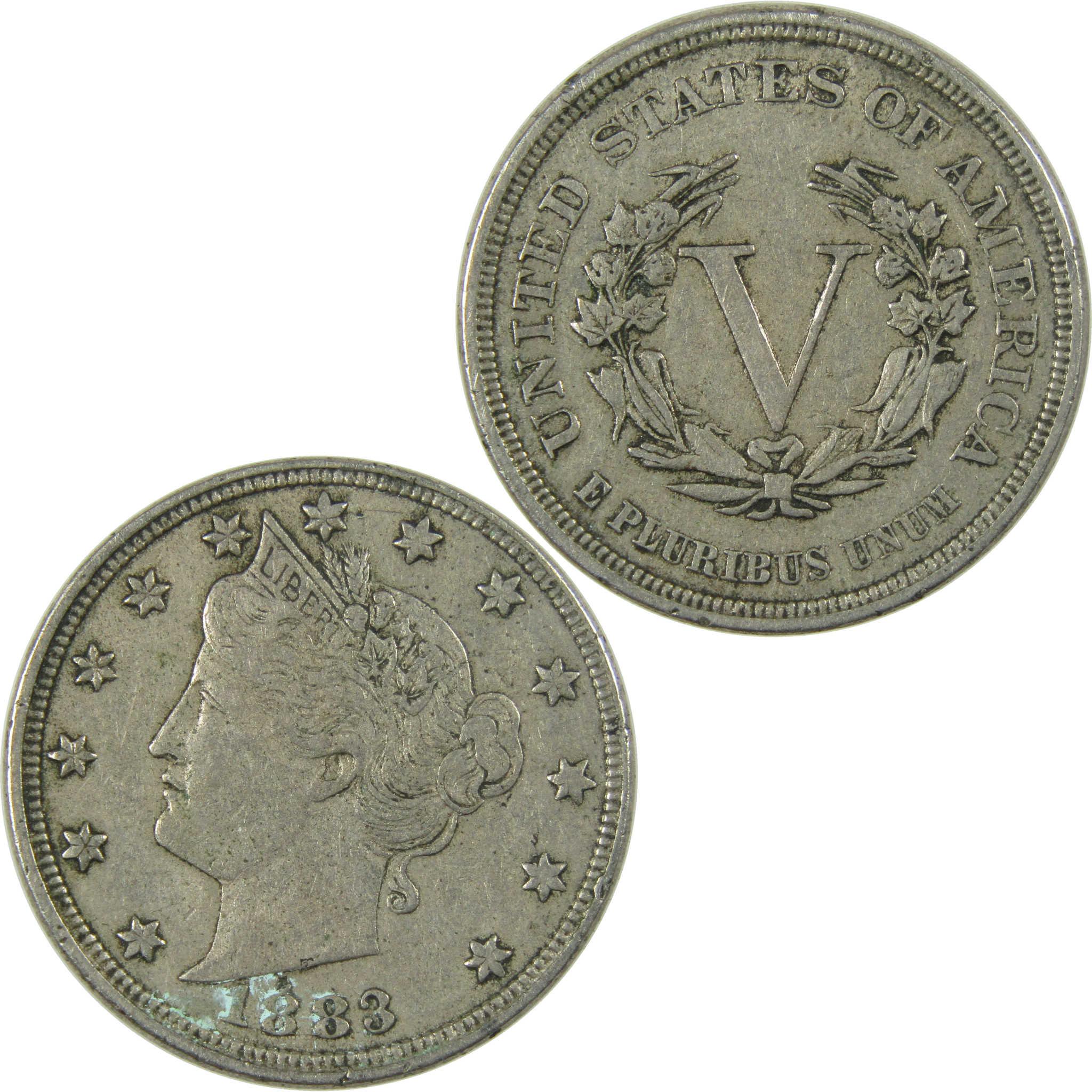 1883 No Cents Liberty Head V Nickel VF Very Fine 5c Coin SKU:I27237
