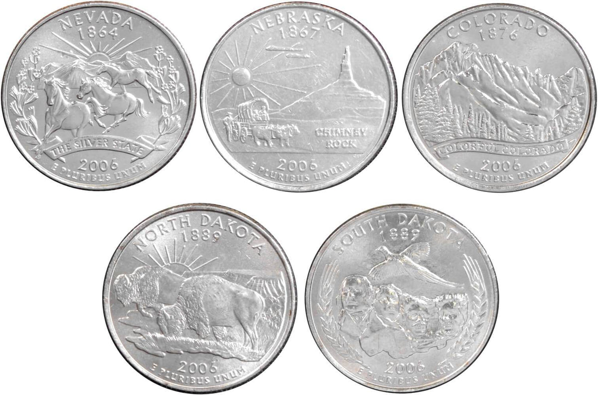 2006 D State Quarter 5 Coin Set Clad Uncirculated Mint State