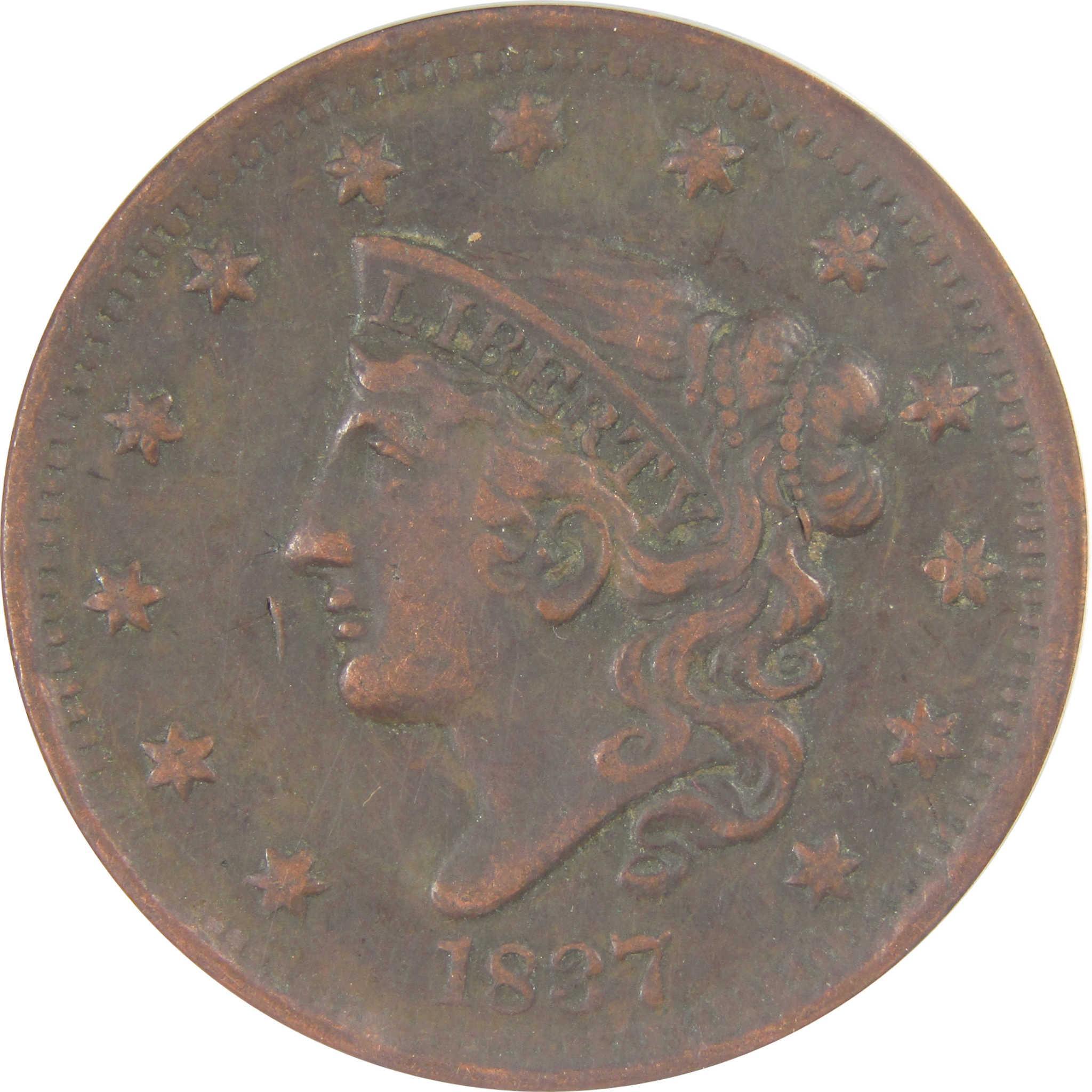 1837 Head of 1838 Beaded Cord Coronet Head Cent EF 40 ANACS SKU:I25620