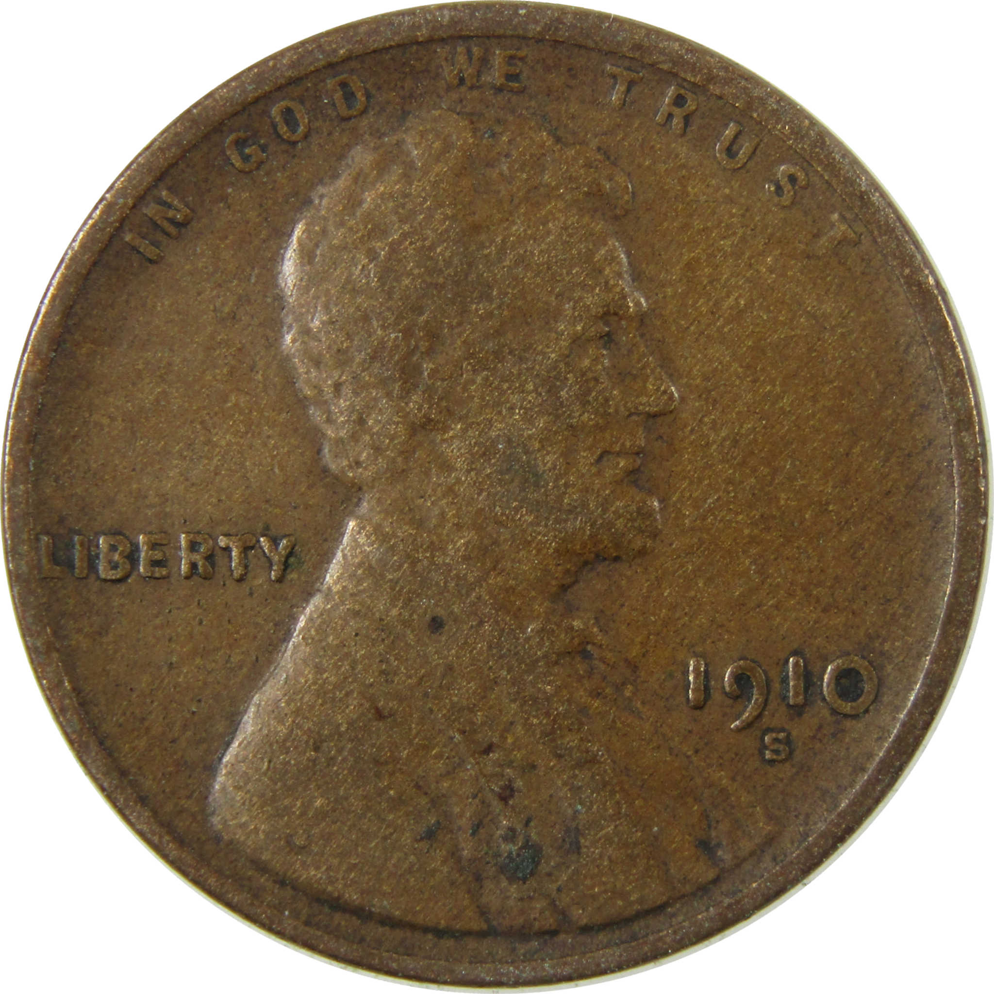 1910 S Lincoln Wheat Cent F Fine Penny 1c Coin Collectible SKU:I28135