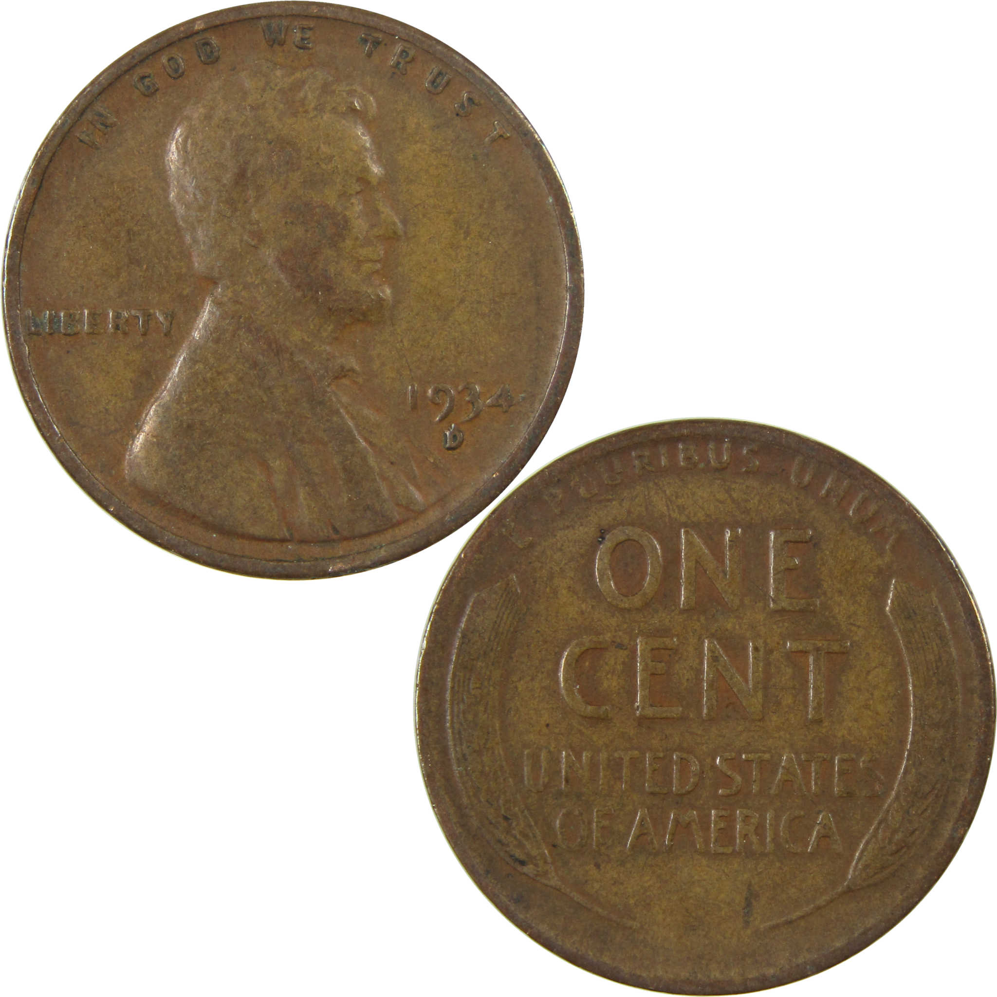 1934 D Lincoln Wheat Cent F Fine Penny 1c Coin Collectible SKU:I26793