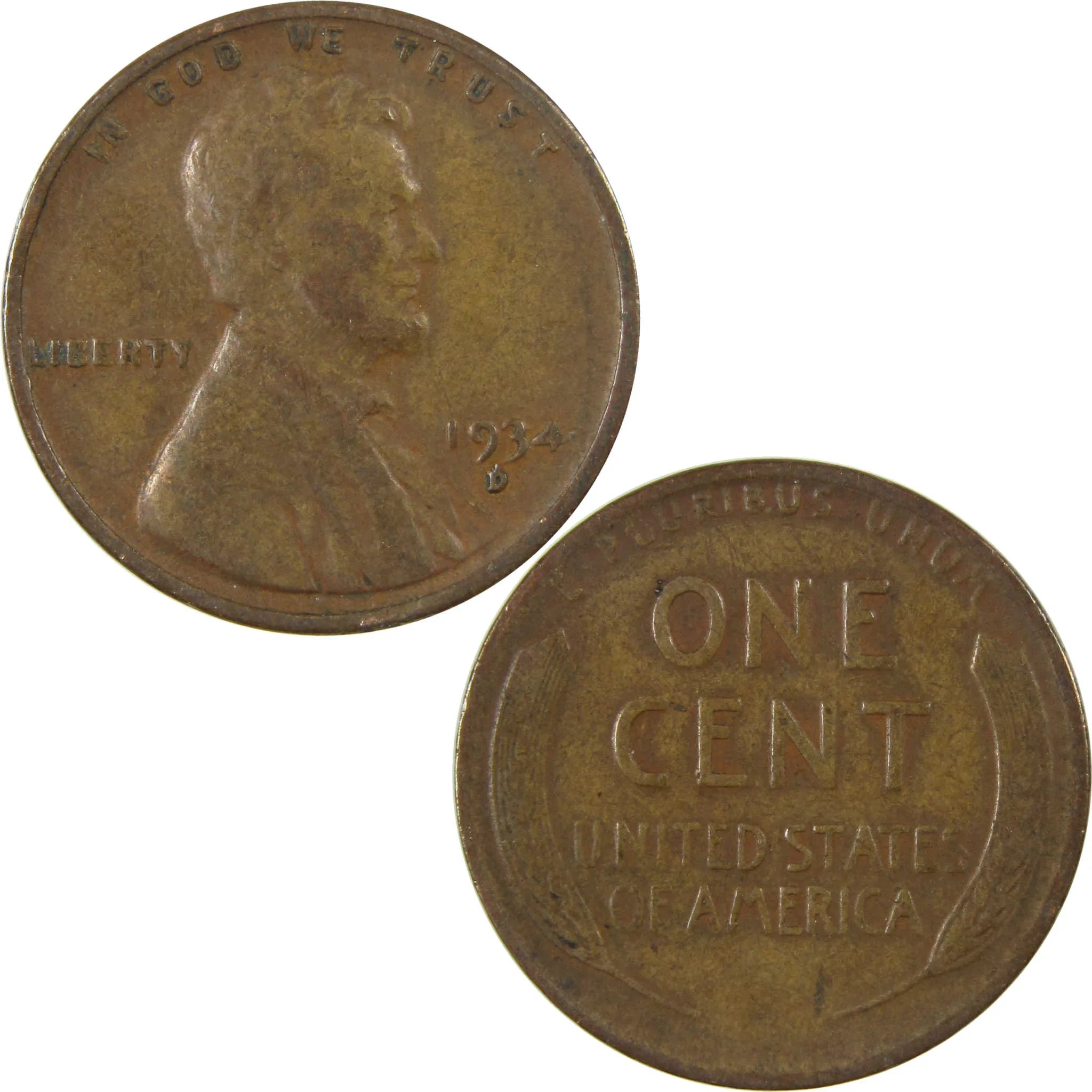 1934 D Lincoln Wheat Cent F Fine Penny 1c Coin Collectible SKU:I26793