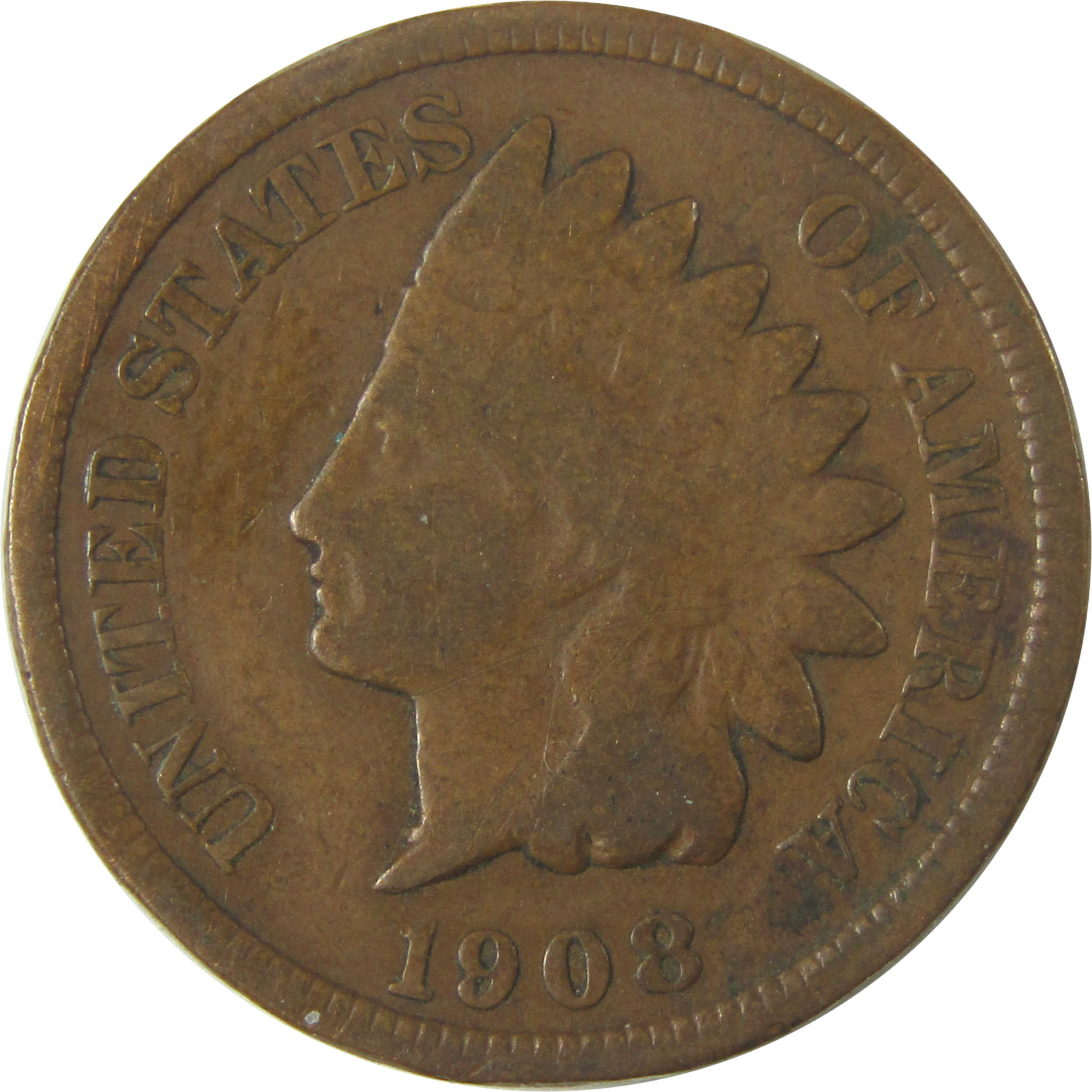 1908 S Indian Head Cent G Good Details Penny 1c Coin SKU:CPC0475