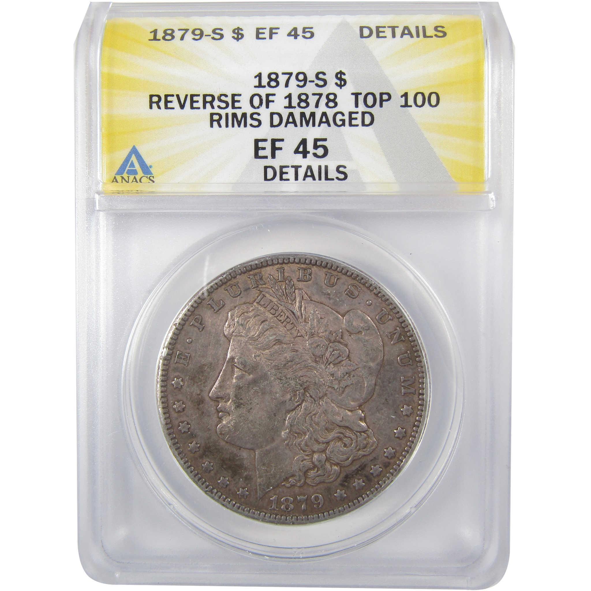1879 S Rev 78 Morgan Silver Dollar EF 45 Details ANACS SKU:I25429 - Morgan coin - Morgan silver dollar - Morgan silver dollar for sale - Profile Coins & Collectibles