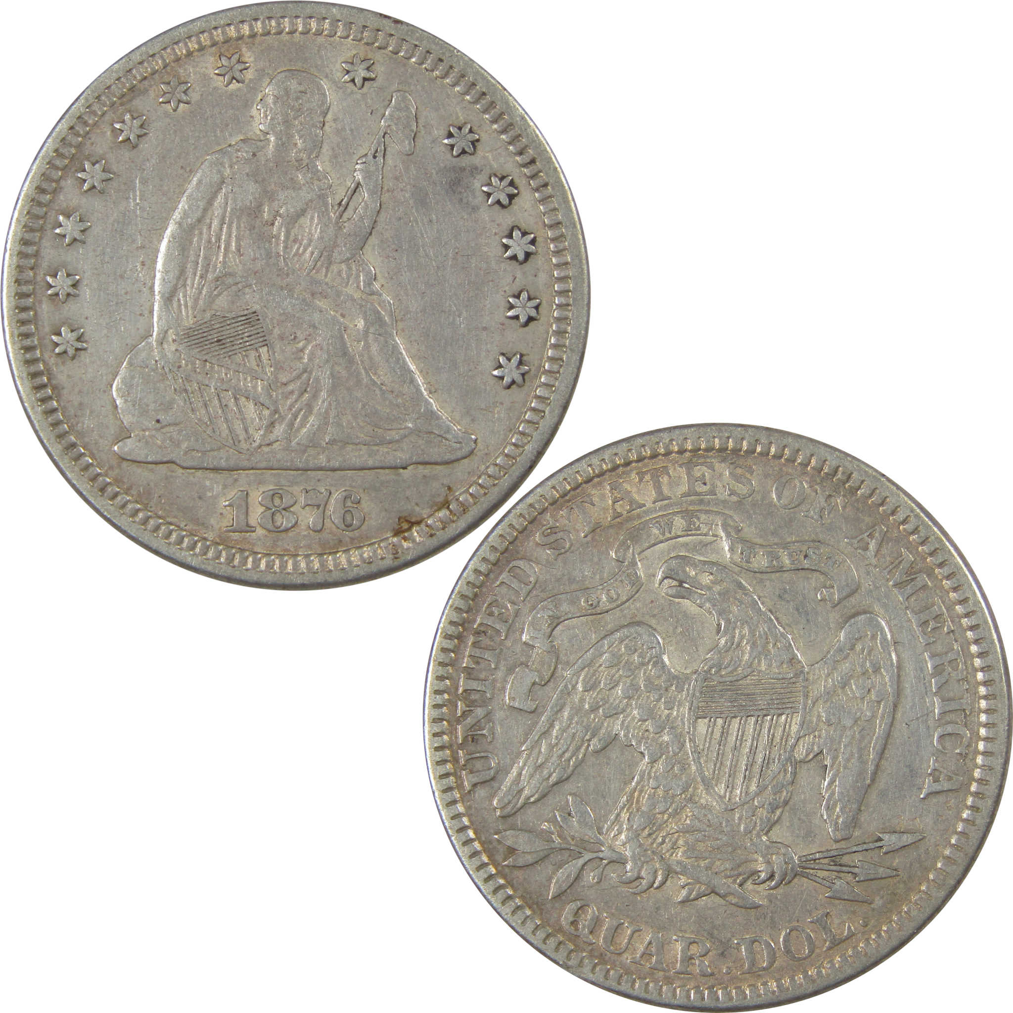 1876 Seated Liberty Quarter XF EF Extremely Fine Silver SKU:CP38