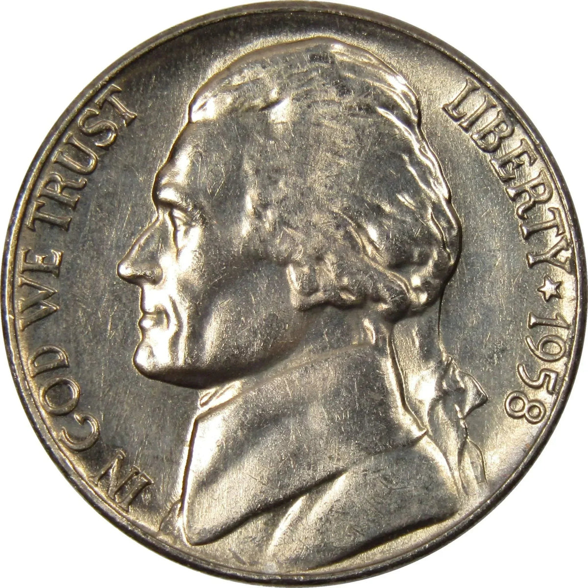 1958 Jefferson Nickel Uncirculated Mint State 5c Coin Collectible