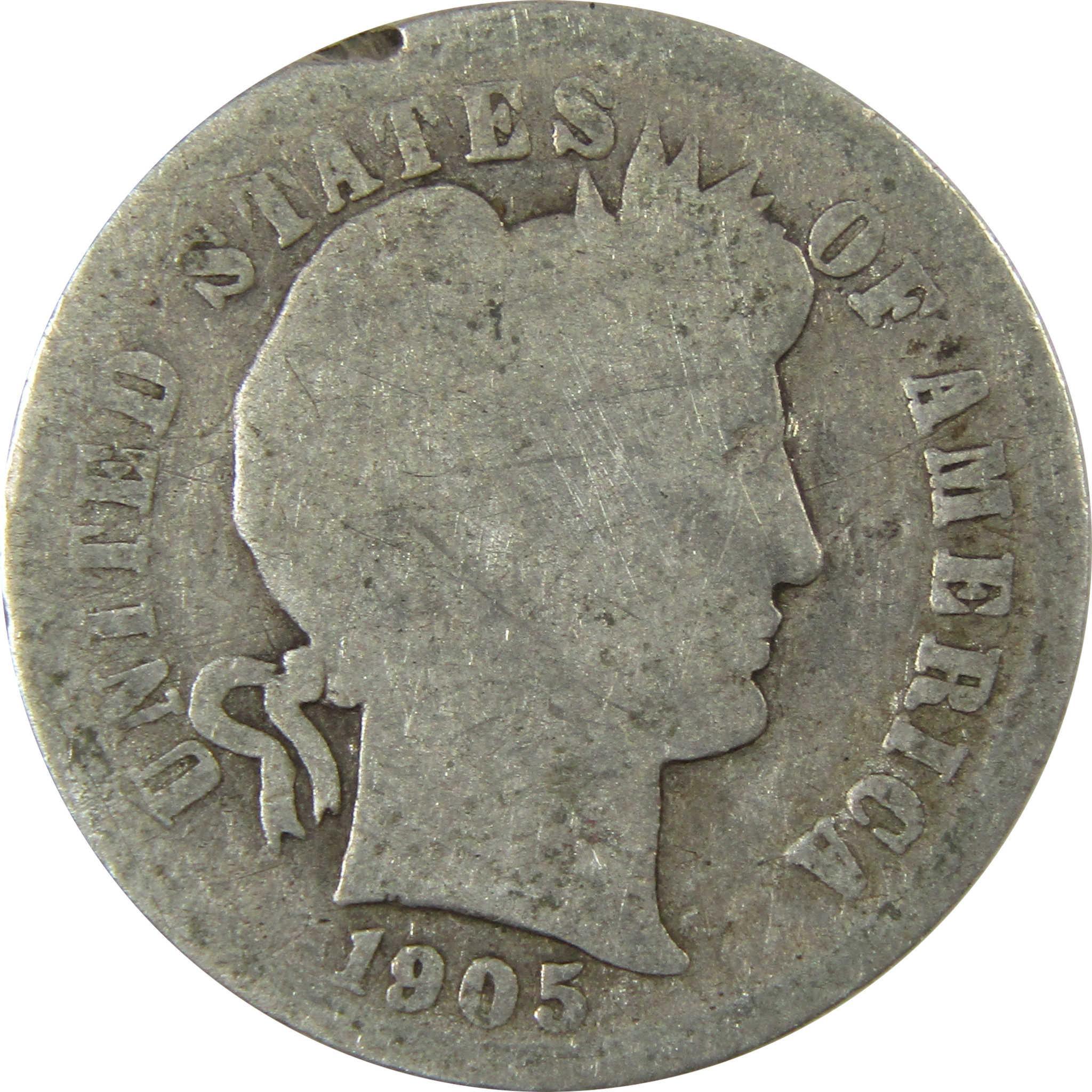 1905 O Micro O Barber Silver Dime AG About Good Details SKU:I26621